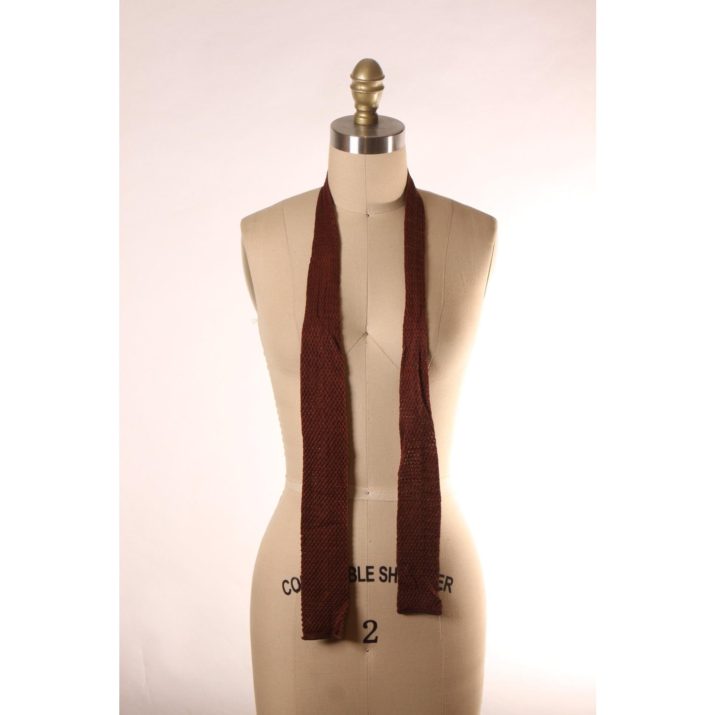 1950s Brown Sweater Knit Style Square Necktie Tie
