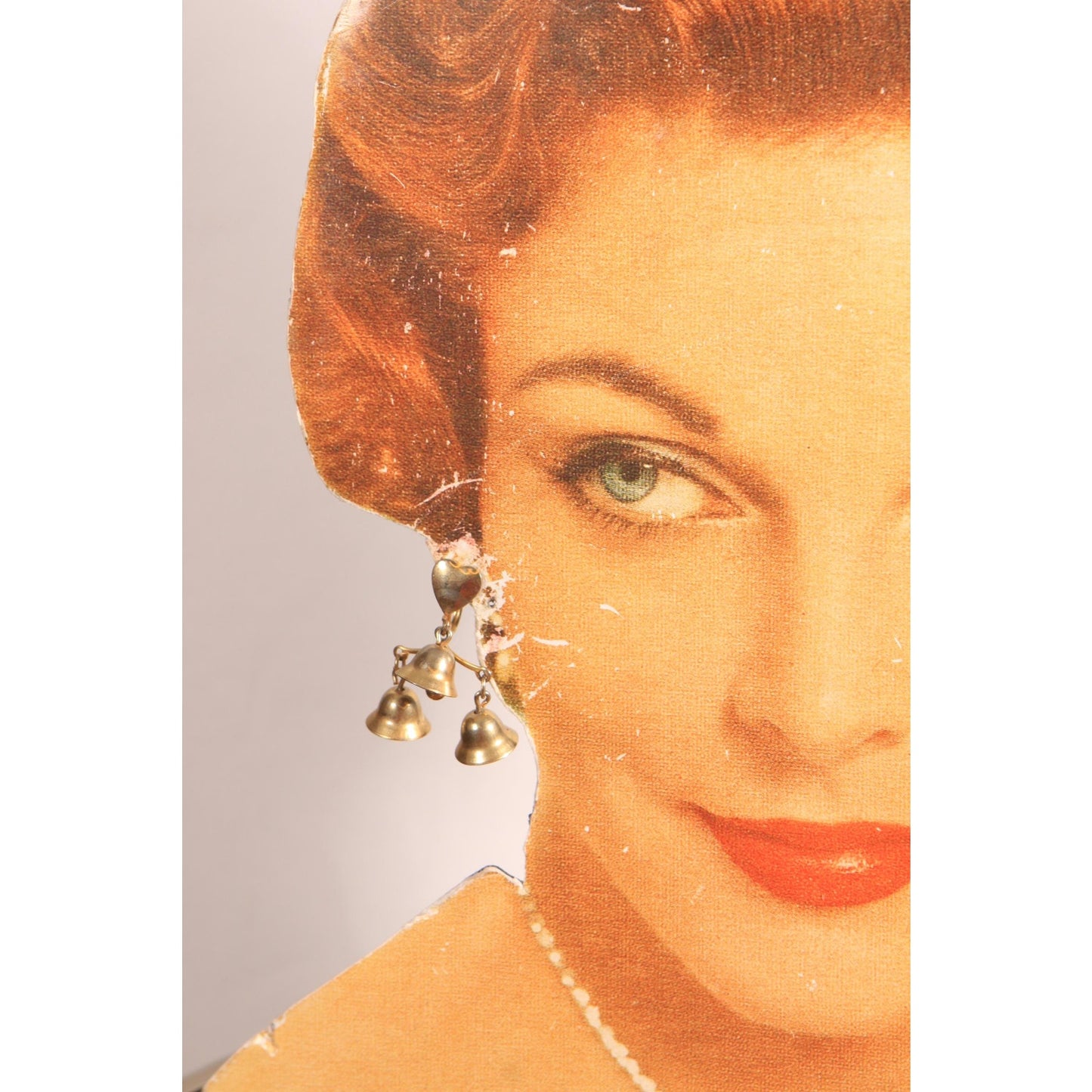 1950s Silver Tone Metal Novelty Wedding Bridal Bells Dangle Screw Back Earrings