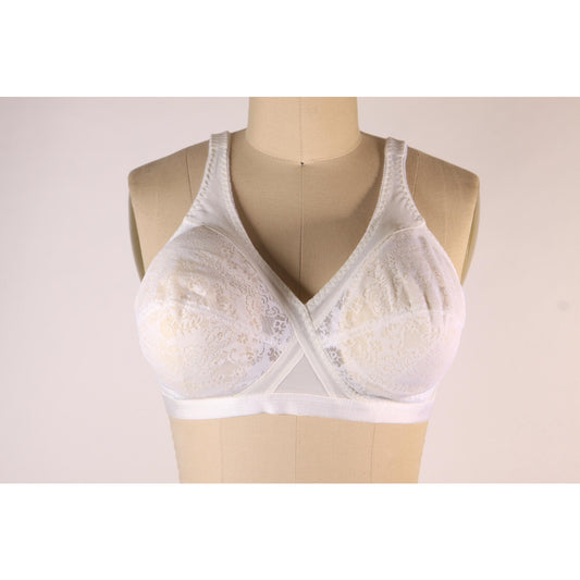 1970s 1980s Sheer White Floral Lace Criss Cross Bra