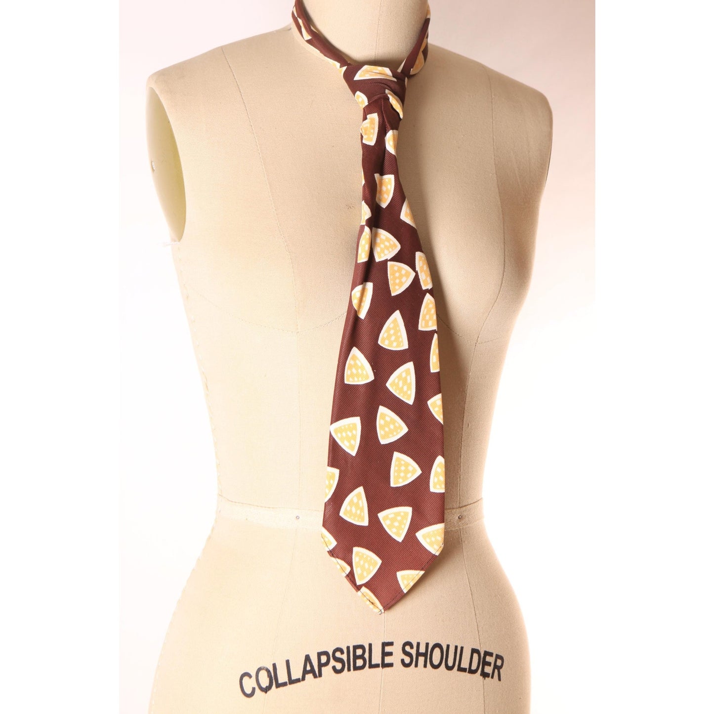 1950s Brown, Yellow and Cream Novelty Geometric Wide Necktie Tie by Wilson Brothers Duratwill