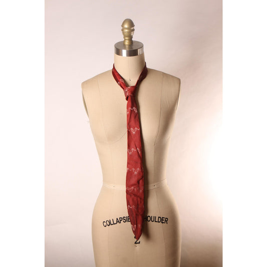 1950s Dark Red and White Abstract Design Necktie Tie by Bauraulac Textures
