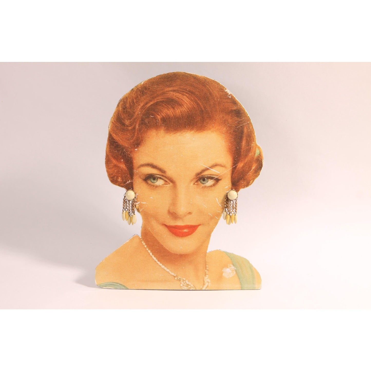 1960s Cream and Yellow Plastic Dangle Screw Back Earrings
