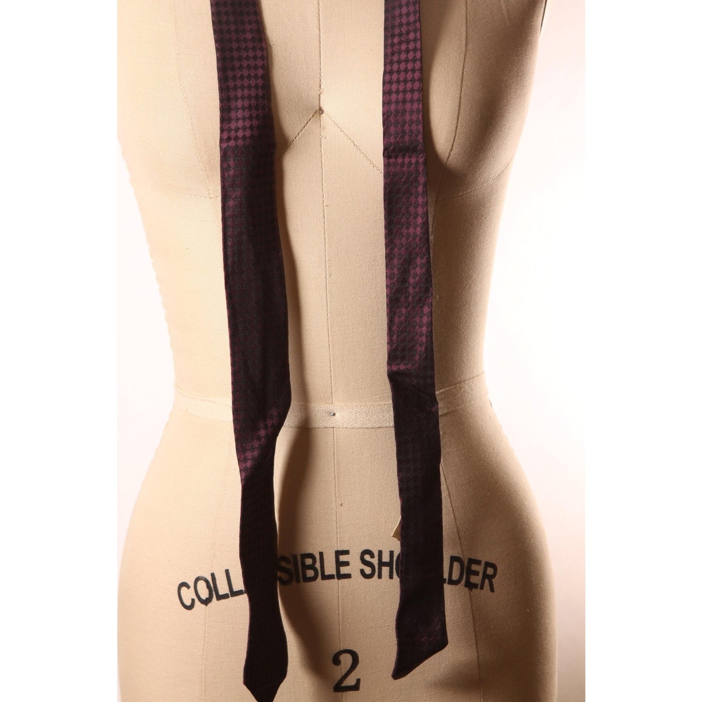 1960s Dark Purple Red and Black Patterned Necktie Tie by Barth's