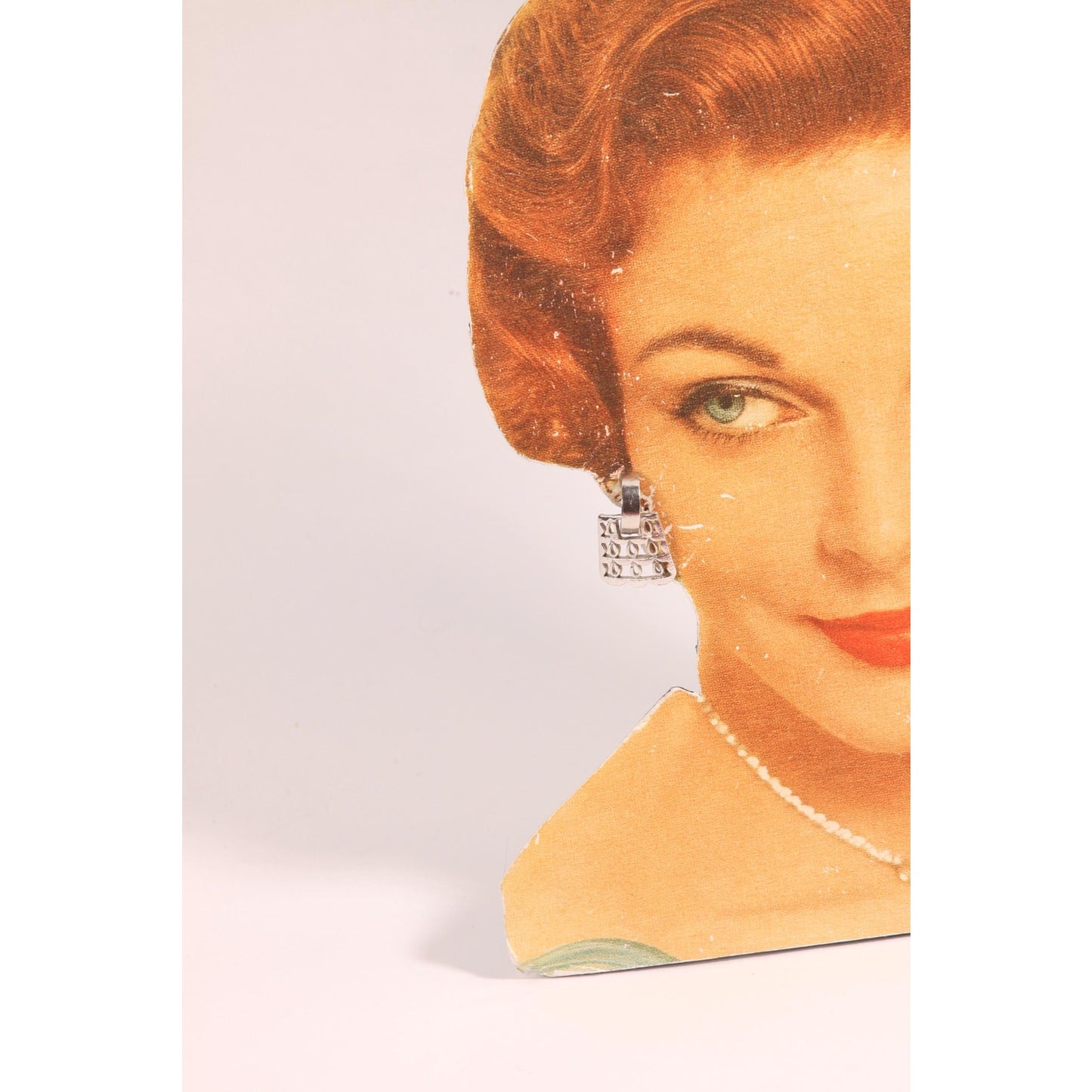 1960s Silver Tone Metal Abstract Loop Clip On Earrings