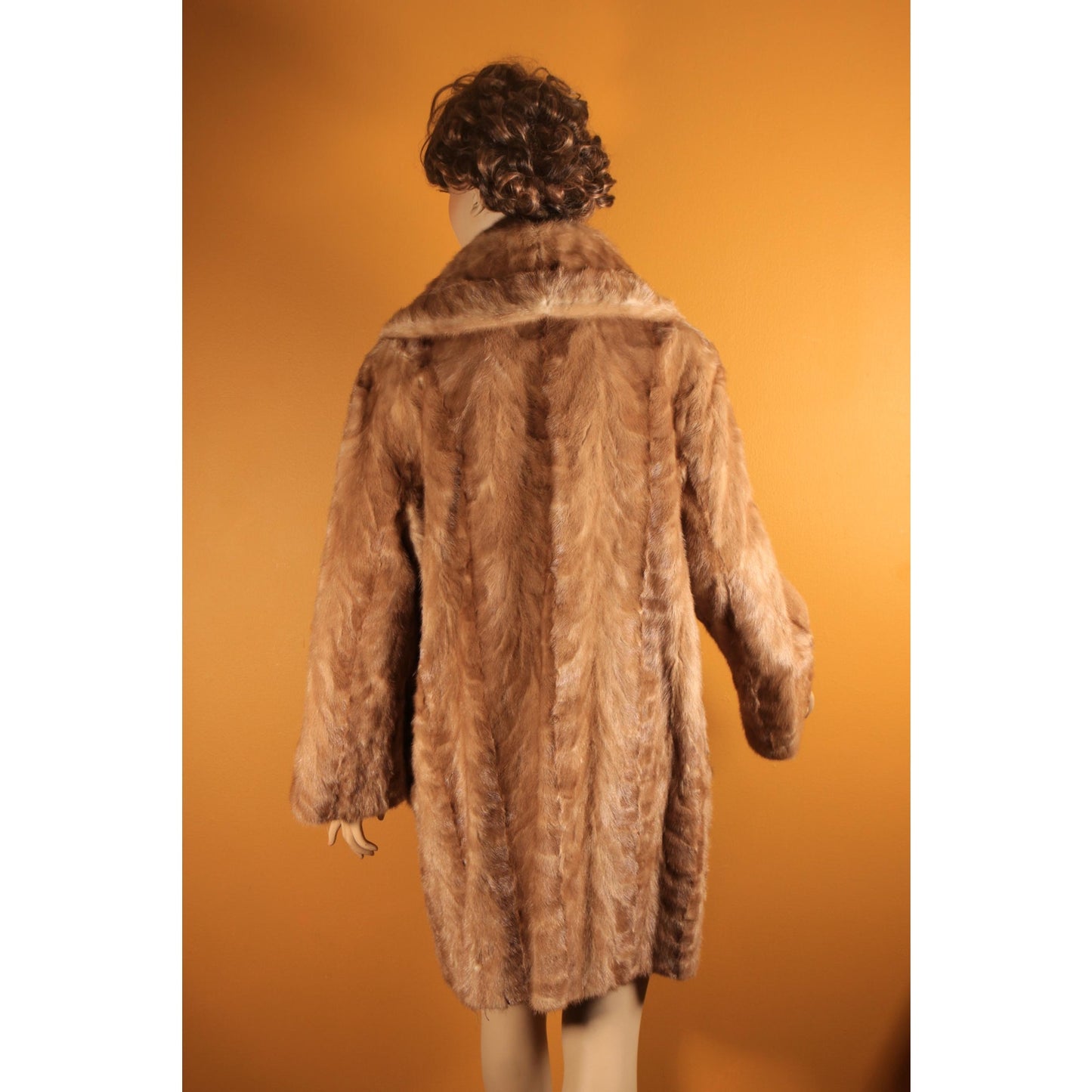 1950s Honey Brown Mink Fur Long Sleeve Pocketed Coat by Chajage's Atlanta -XL