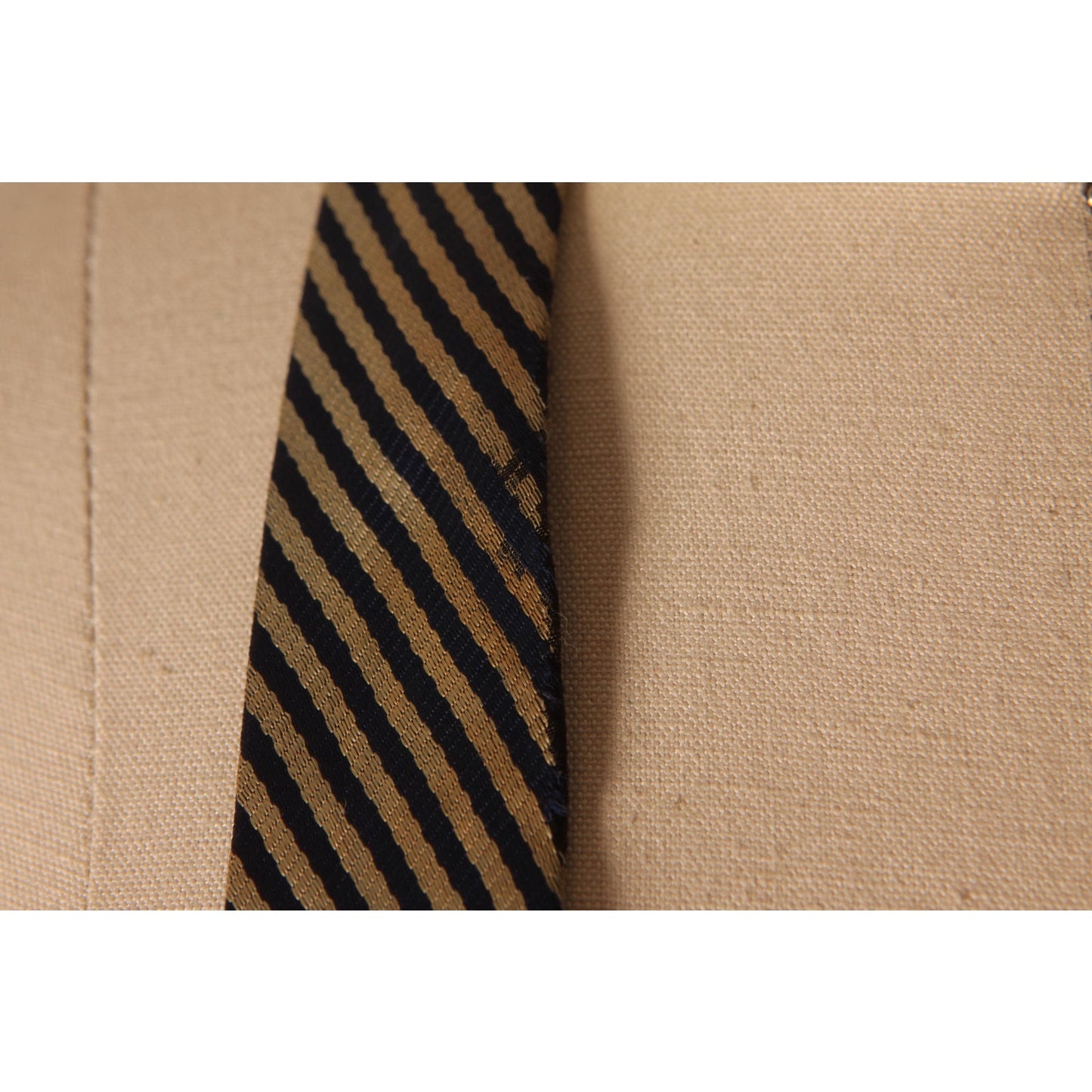 1960s Navy Blue and Tan Striped Necktie Tie by Burkhardl's