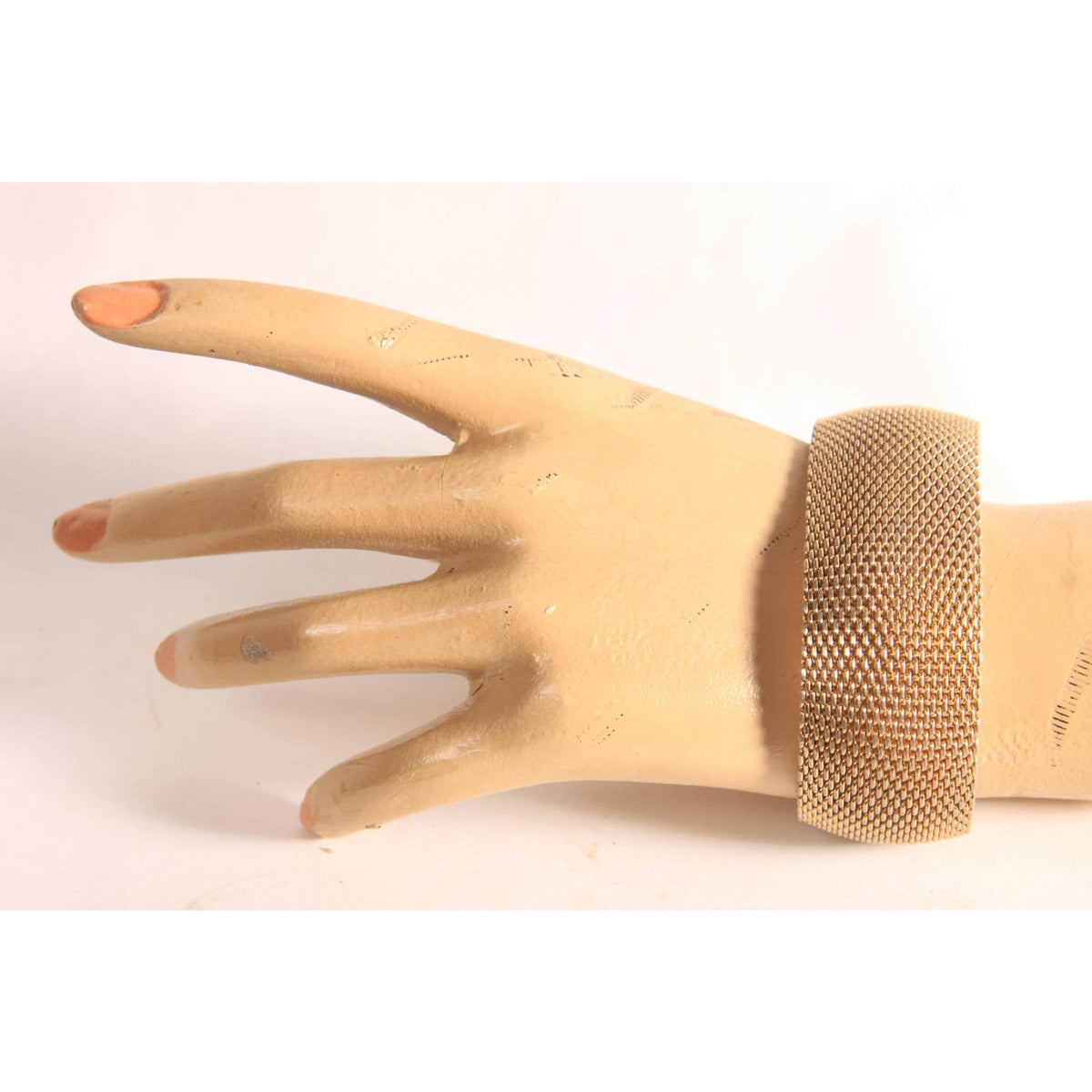 1970s 1980s Gold Tone Metal Mesh Bangle Bracelet