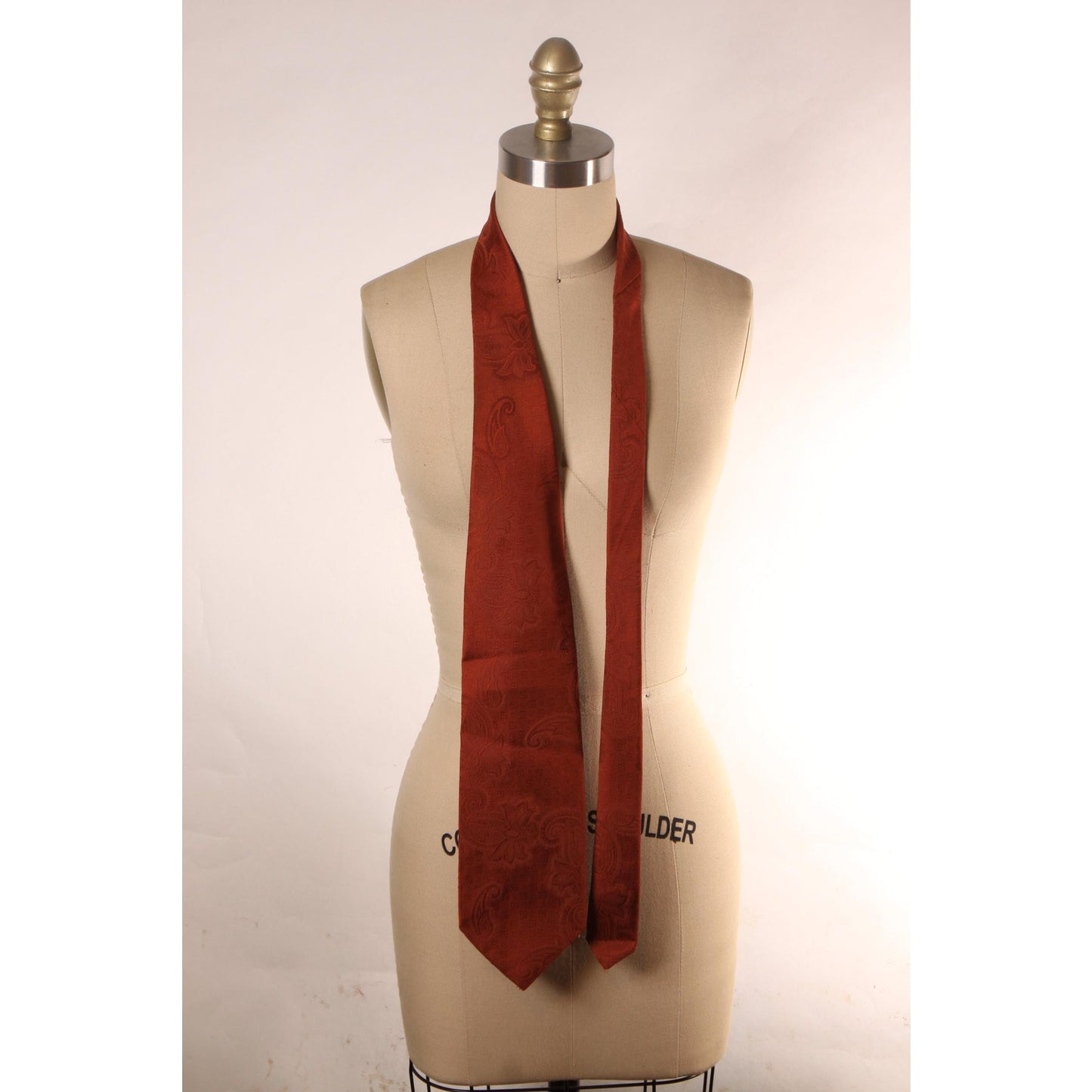 1970s Brown Orange Swirl Floral Paisley Wide Necktie Tie by Beau Brummell