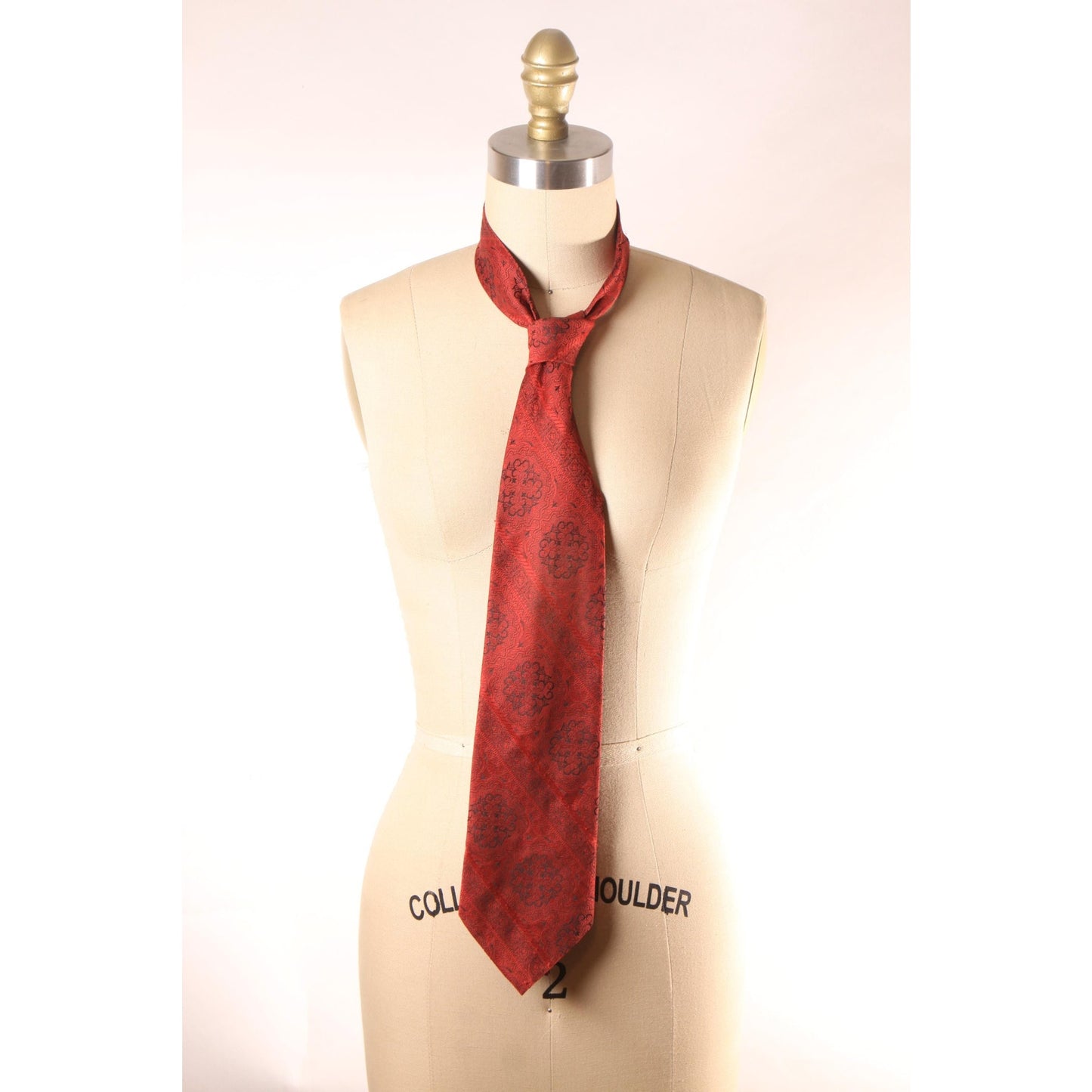 1970s Red and Black Swirl Pattern Wide Necktie Tie by John Blair