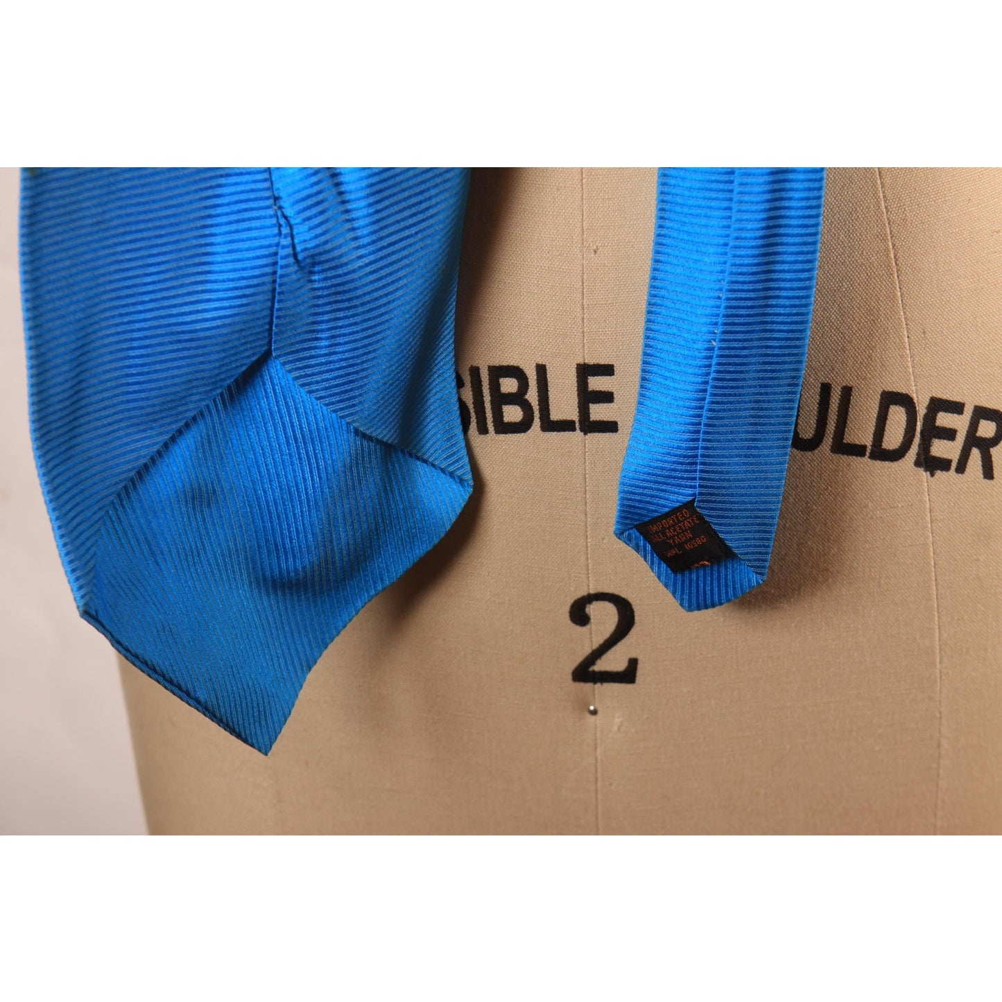 1970s Electric Blue Striped Acetate Wide Necktie Tie