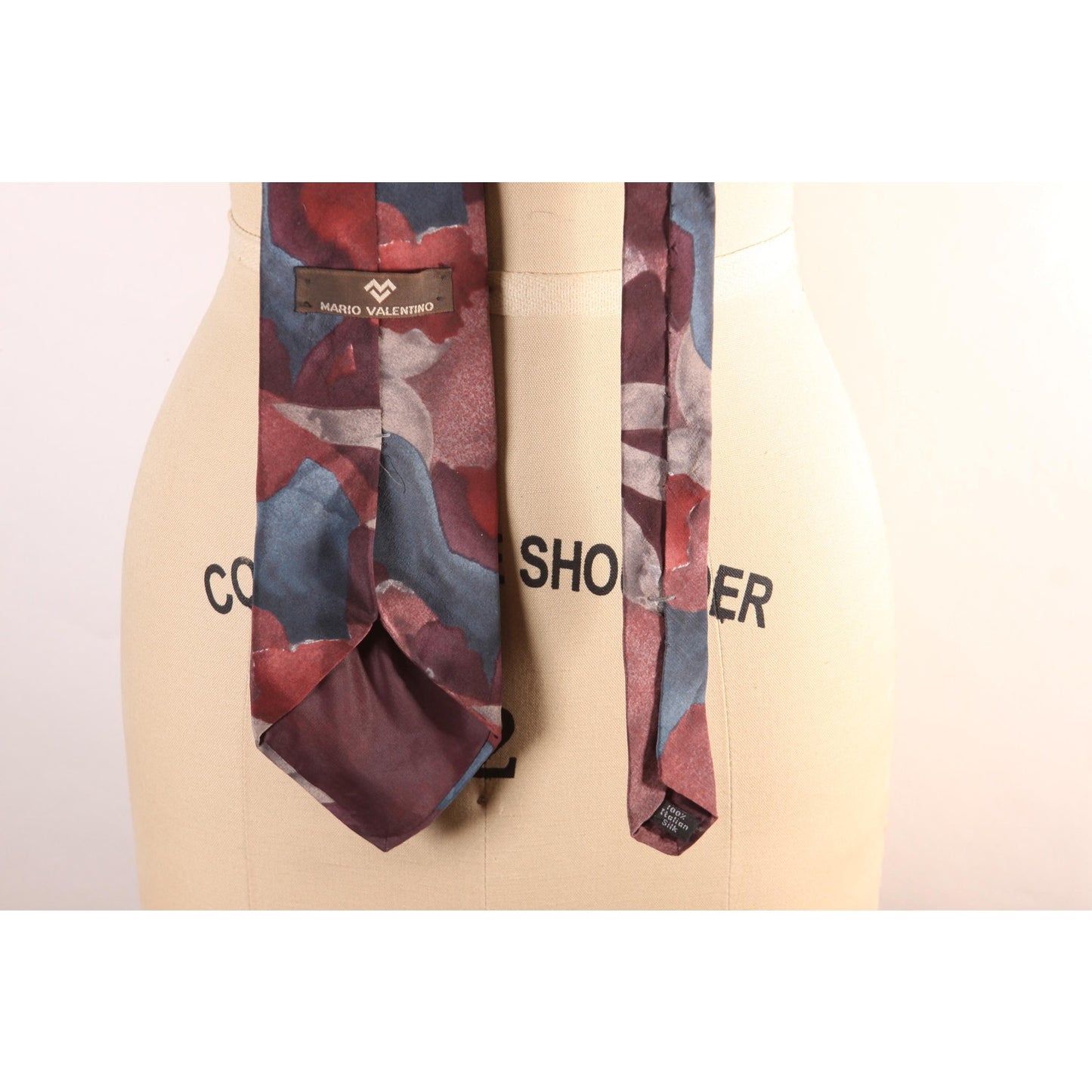 1980s Purple, Pink and Blue Floral Necktie Tie by Mario Valentino