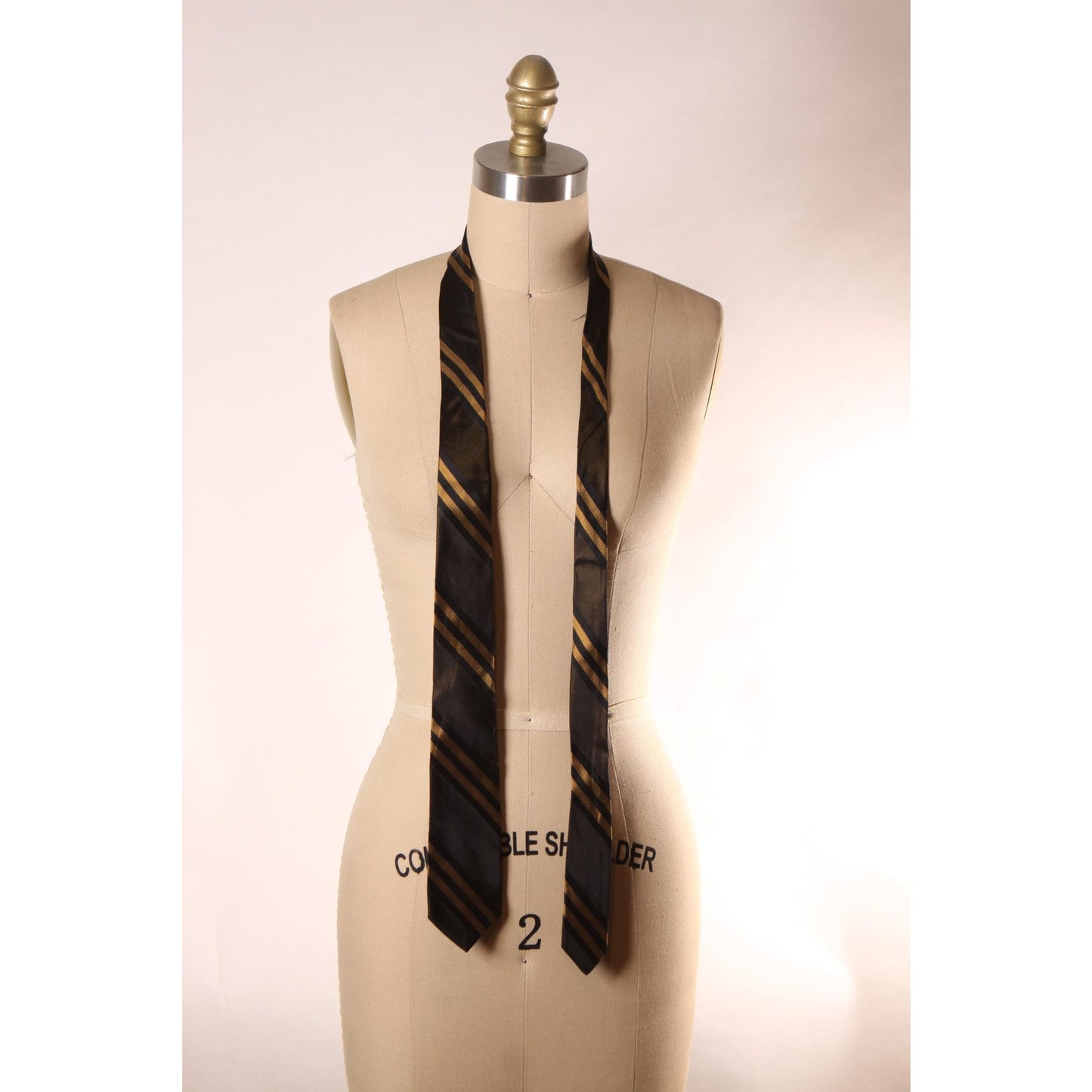 1960s Black and Dark Gold Striped Necktie Tie by The Gay Blade