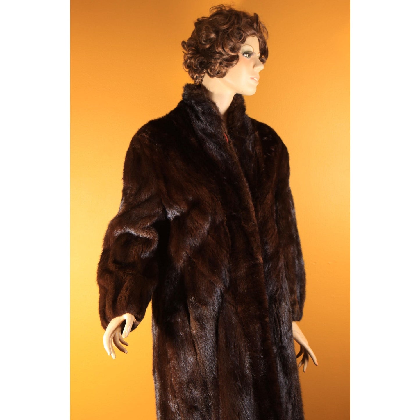 1940s Dark Brown Mink Long Sleeve Fur Coat by Marshall Fields