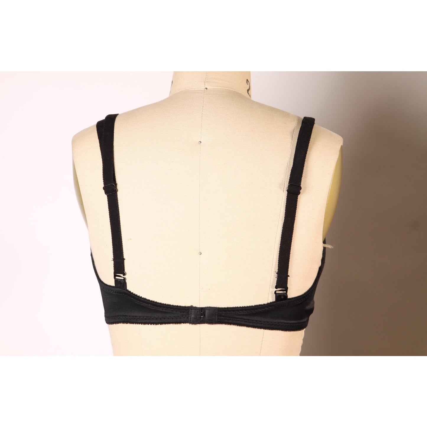 1970s Black Open Cup Sheer Floral Lace Trim Pink Star Detail Shelf Bra by Fredericks of Hollywood-38