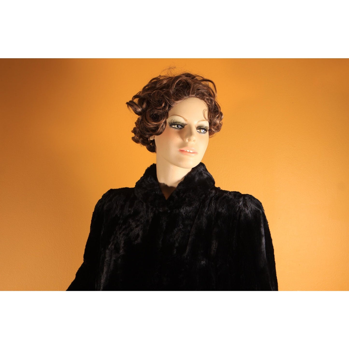 1940s Black Sheared Dyed Beaver Fur Coat by Cavin's -M-L