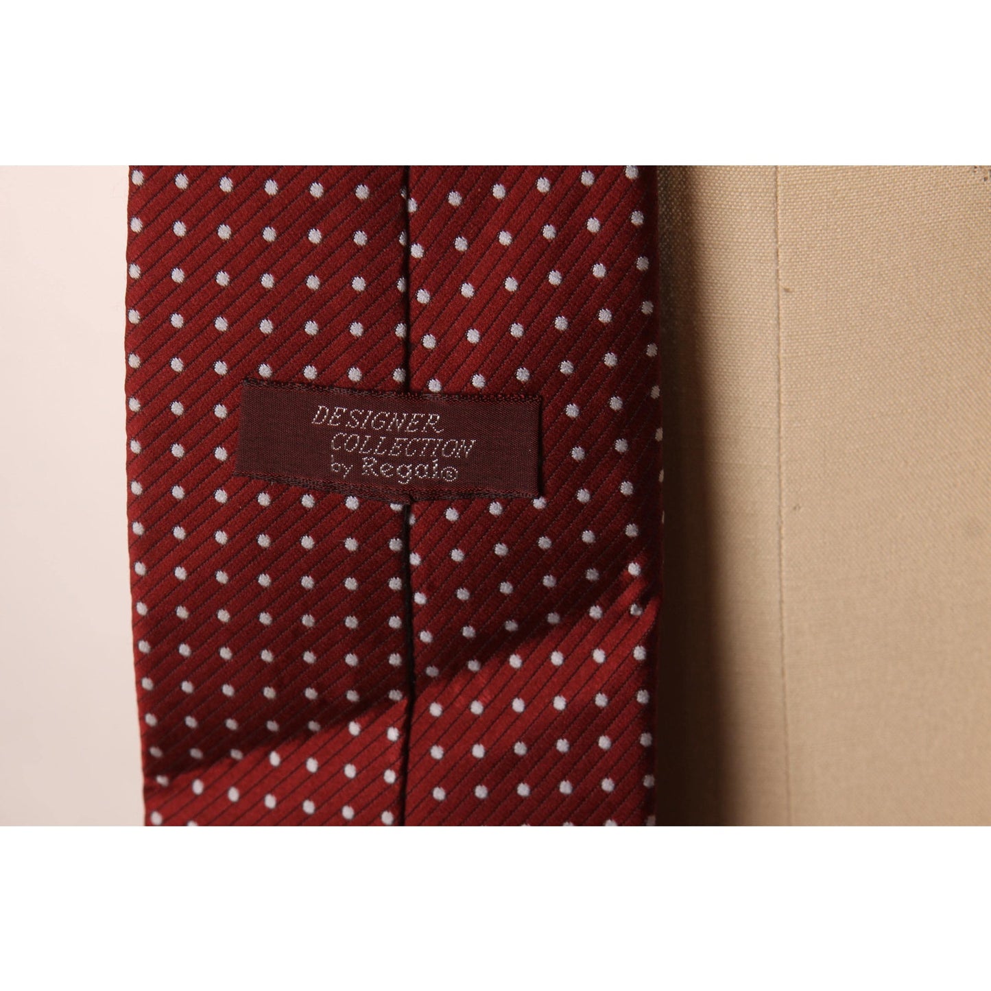 1970s Dark Red Burgundy Polka Dot Necktie Tie by Regal