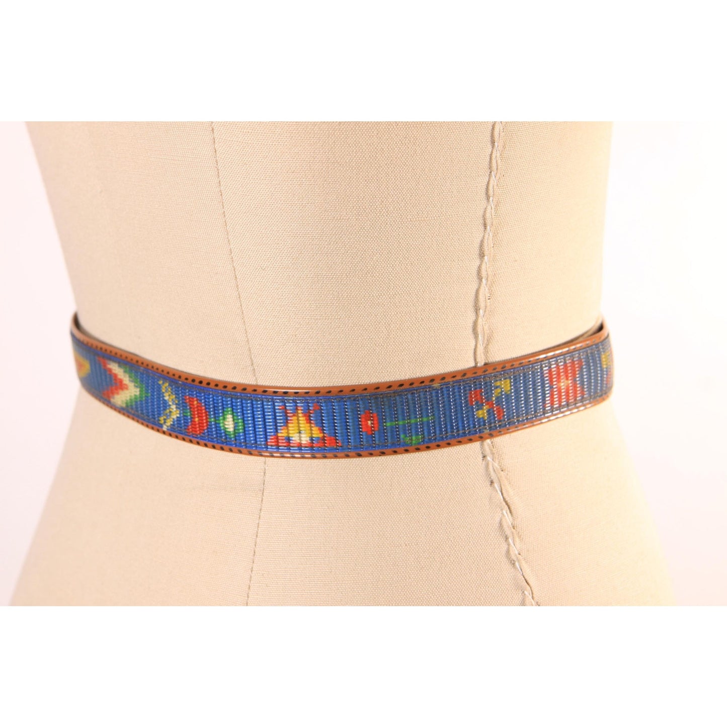 1960s Novelty Plastic Multi-Colored Blue, Red and Yellow Western Native American Belt