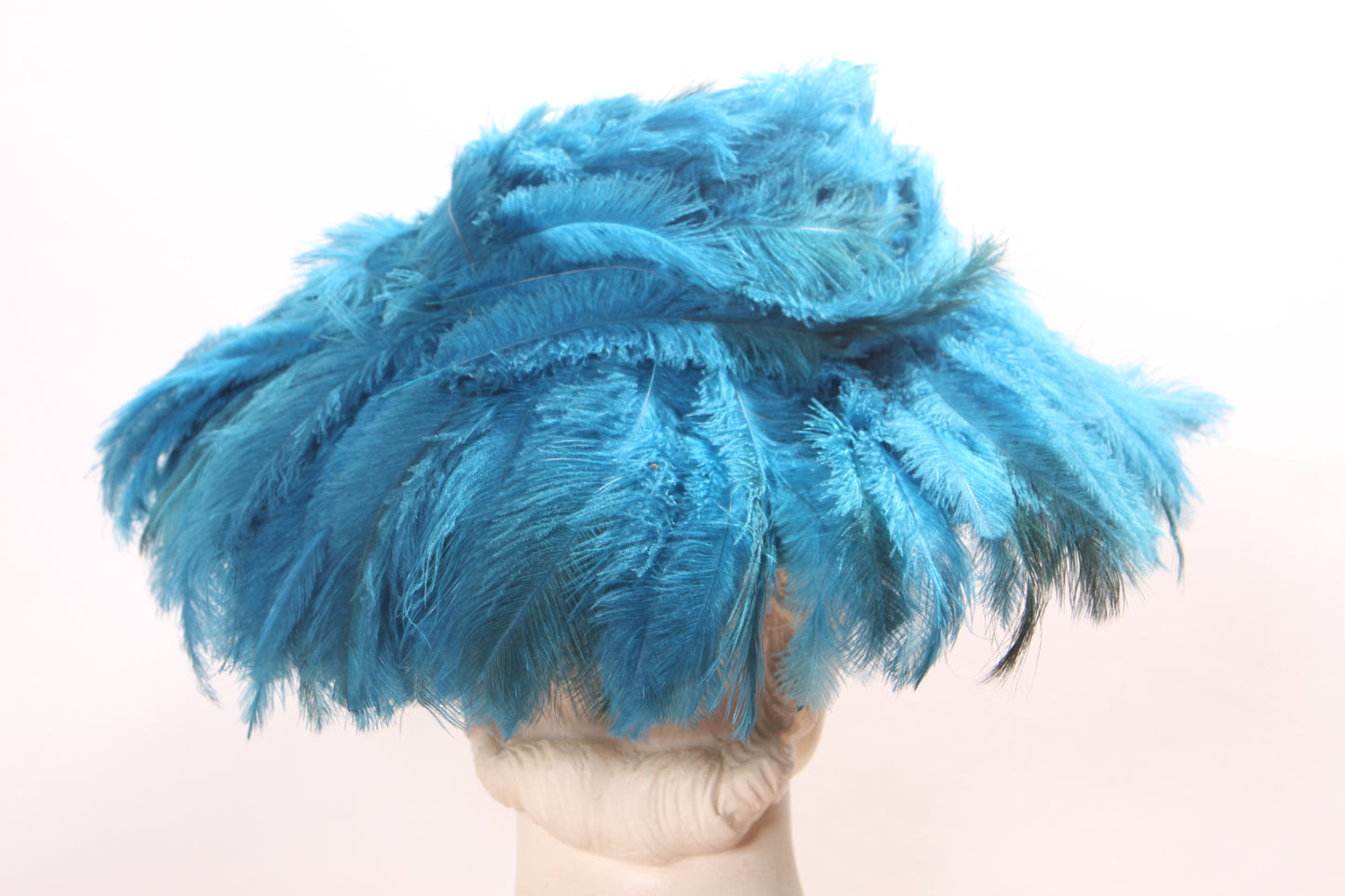 1960s Turquoise Blue Feather Saucer Mod Wide Brim Hat by Marche