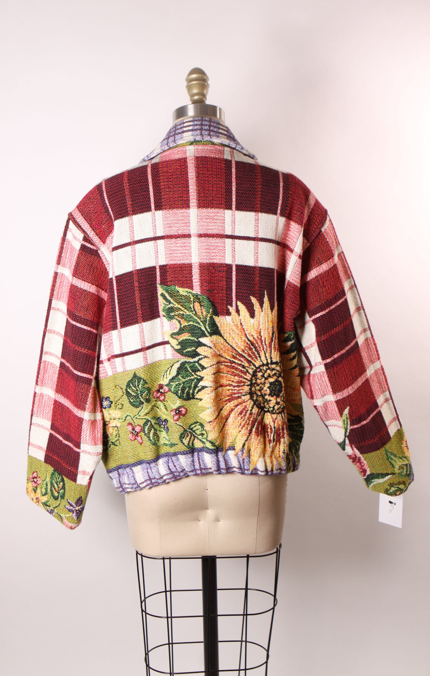 1980s 1990s Novelty Tapestry Blanket Floral Sunflower Jacket by Painted Pony -M