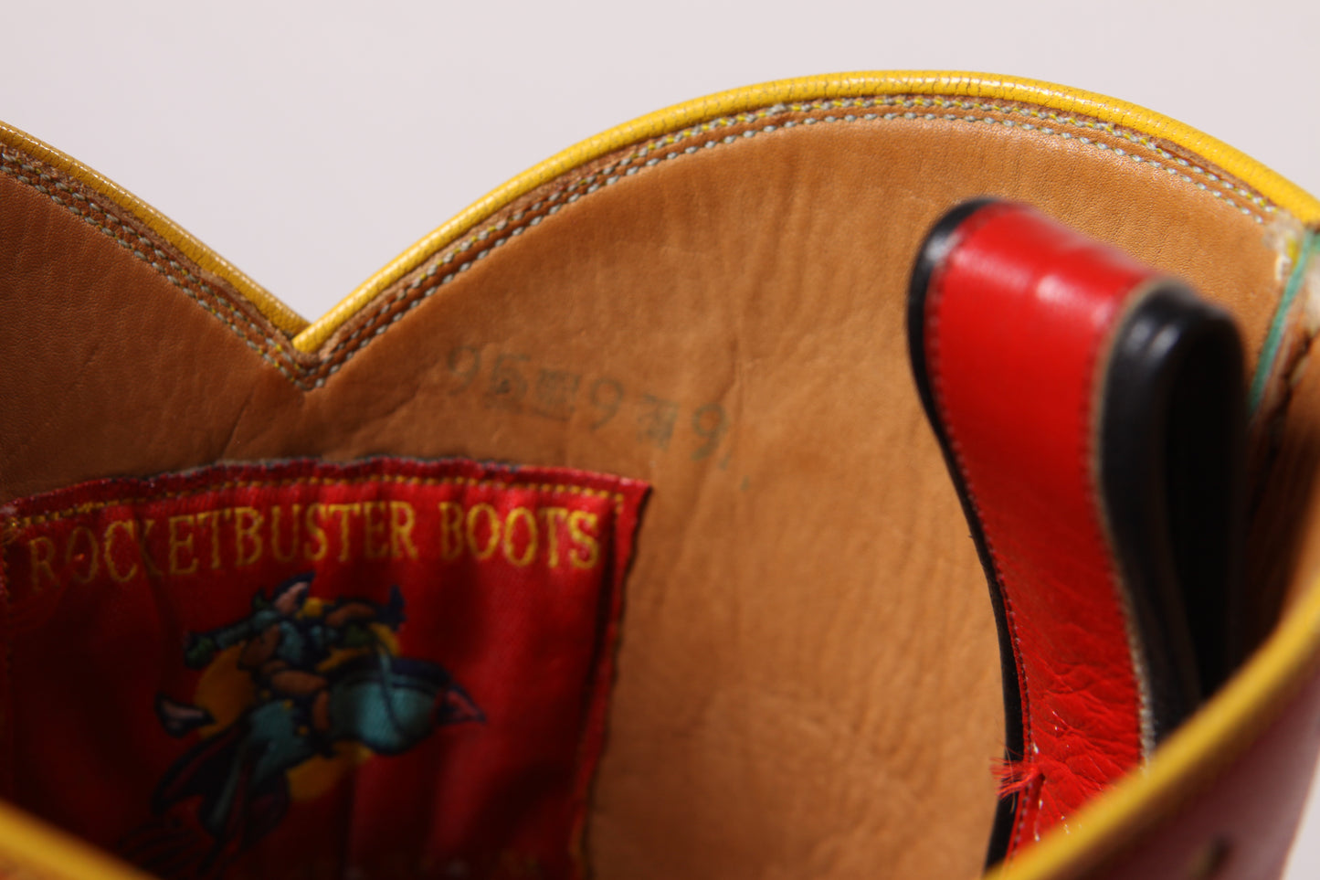 1990s Black, Green, Red and Yellow Novelty Cactus Handmade Custom Western Cowboy Boots -Size 9