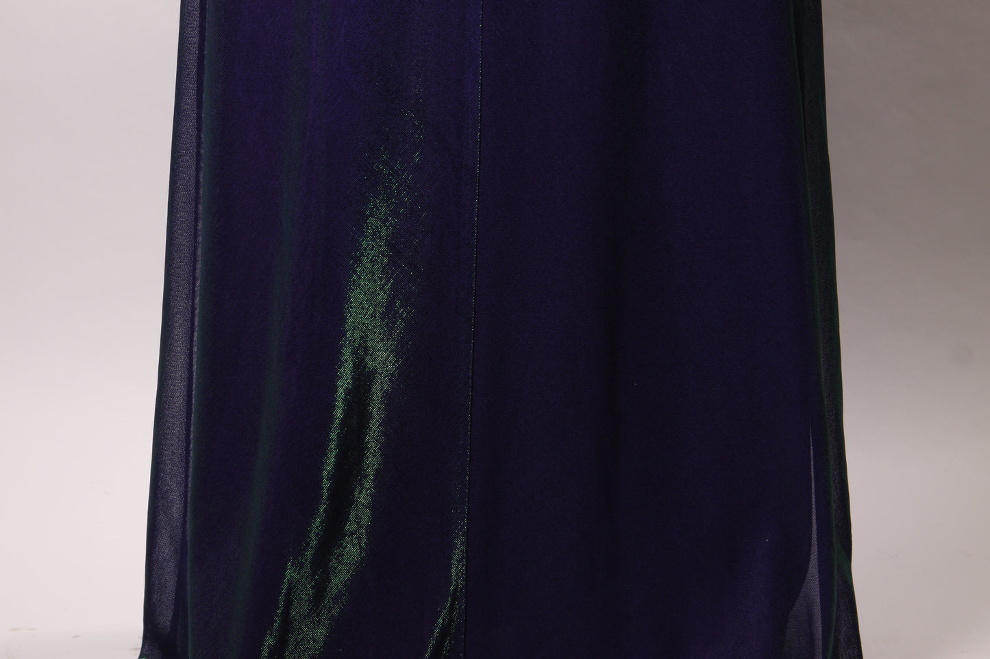 1990s Purple and Green Color Changing Spaghetti Strap Full Length Rhinestone Waist Cut Out Formal Prom Dress by Jump -M