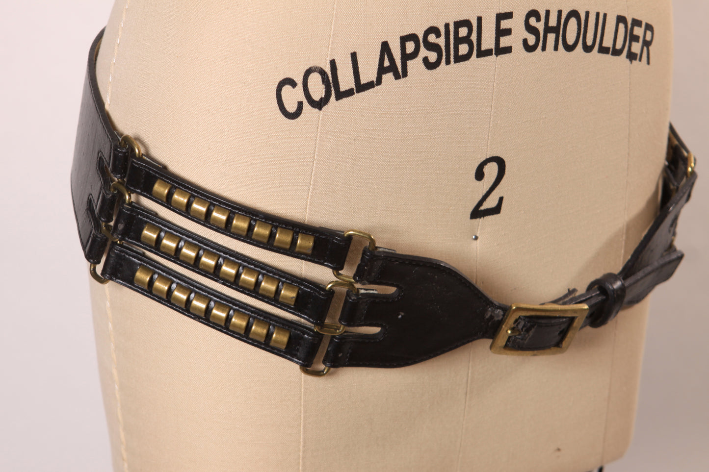 1970s 1980s Black and Brass Silver Metal Belt by Gianni Bini