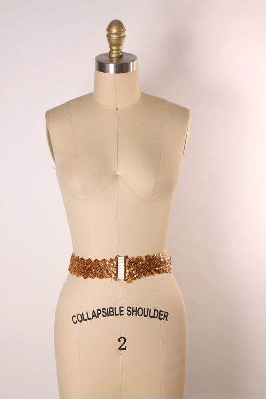 1950s Novelty Ballerina Gold Sequin Stretch Belt