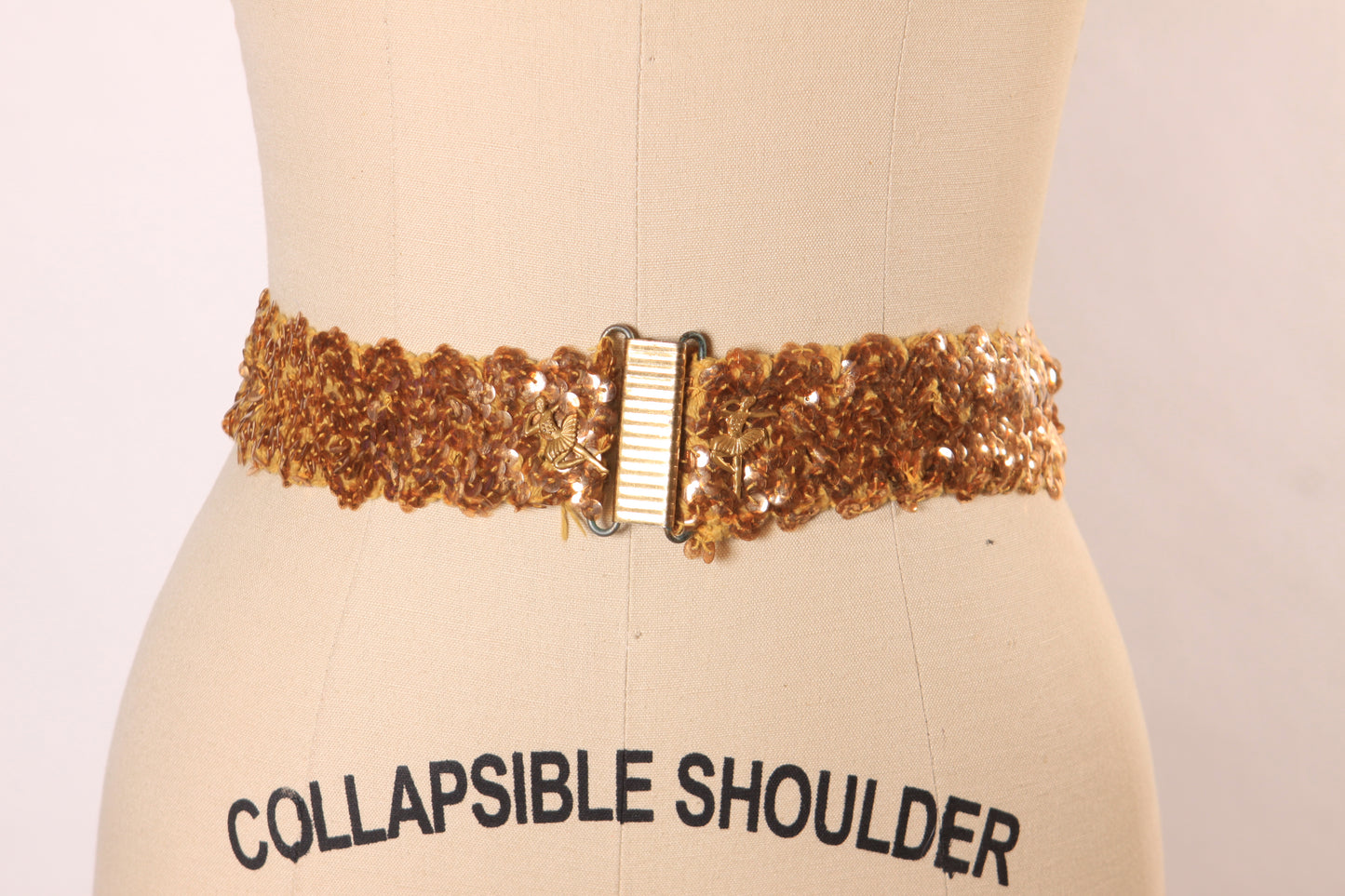 1950s Novelty Ballerina Gold Sequin Stretch Belt