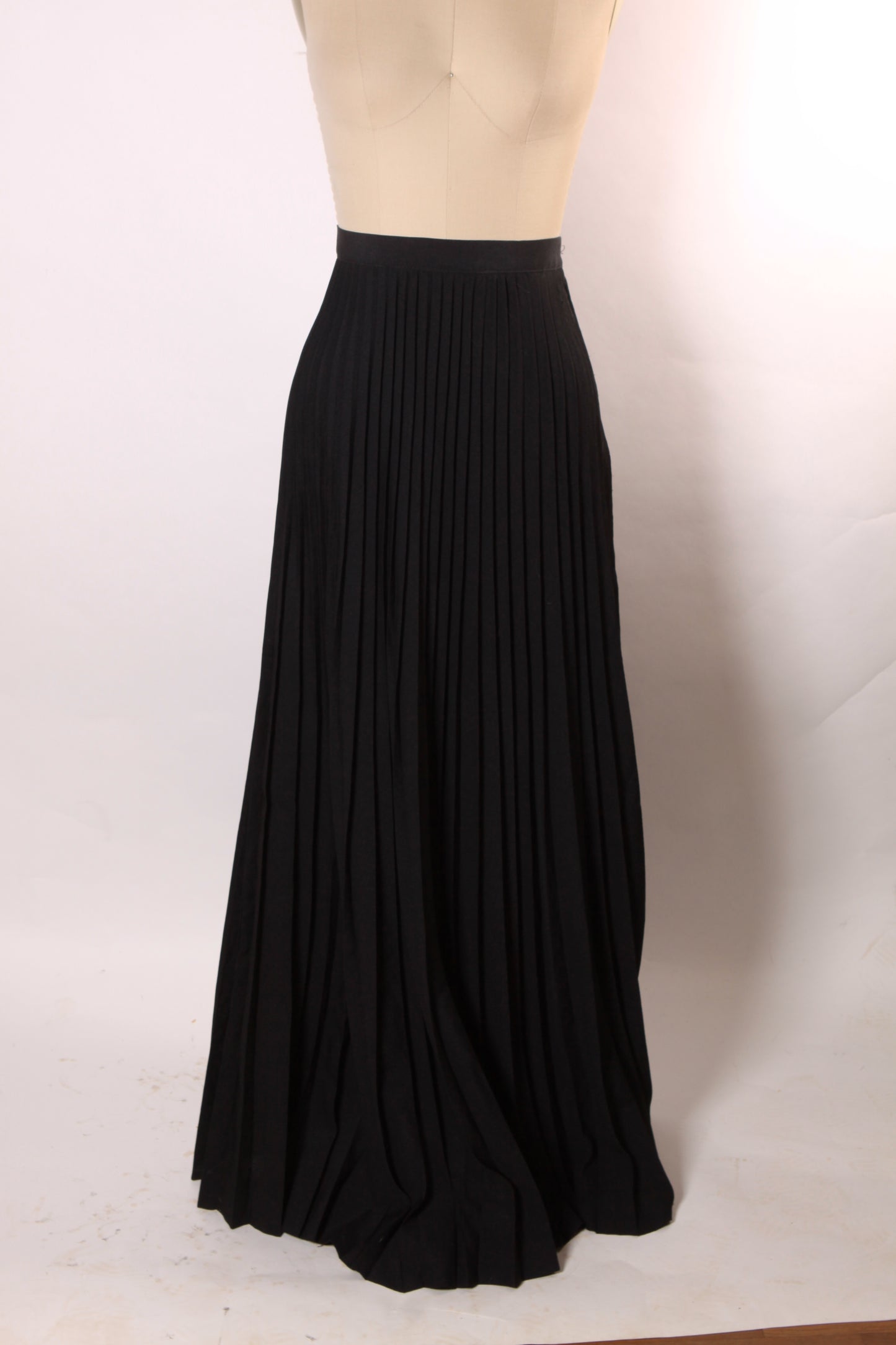 1970s Black Full Length Pleated Skirt by Koret