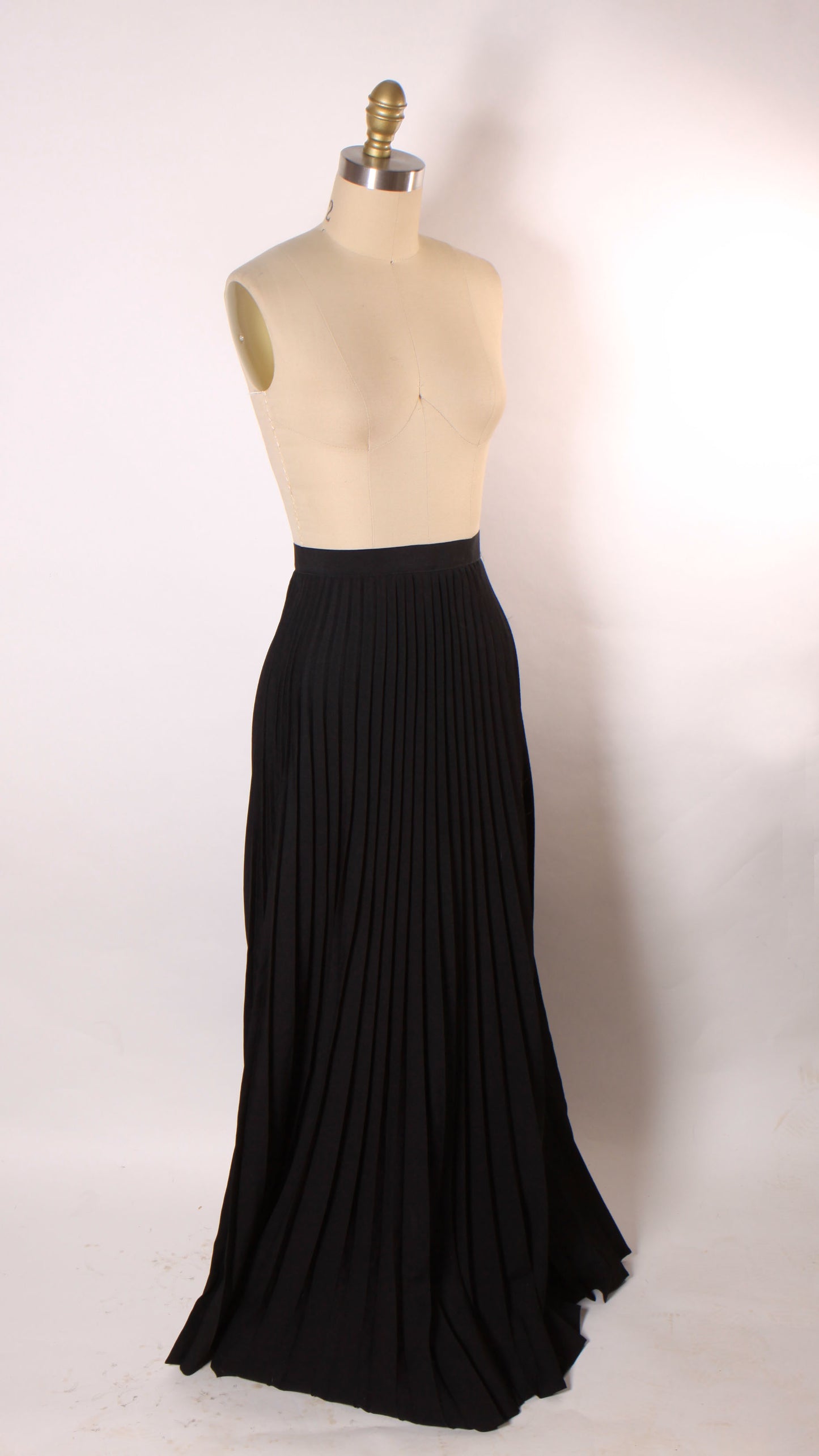 1970s Black Full Length Pleated Skirt by Koret