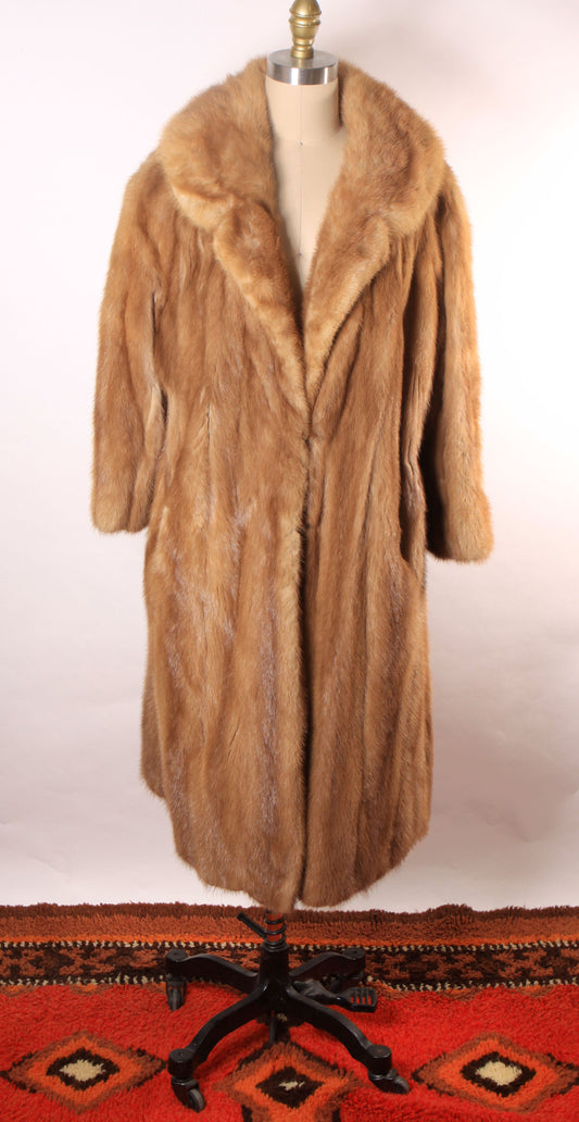 1950s Honey Brown Tan Long Sleeve Full Length Mink Fur Coat