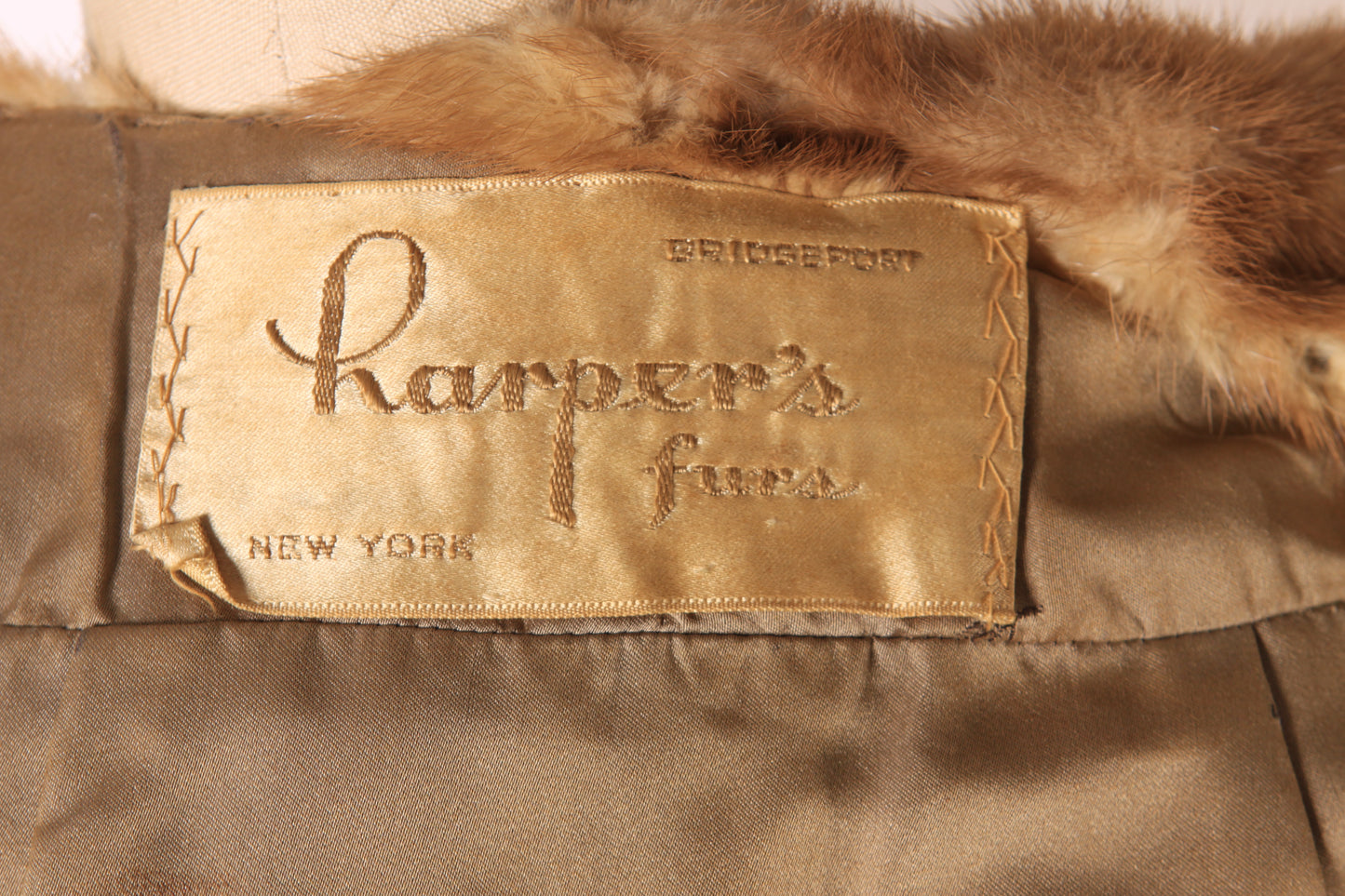 1940s 1950s Honey Brown Tan 3/4 Length Sleeve Cropped Mink Fur Coat by Harper’s Furs