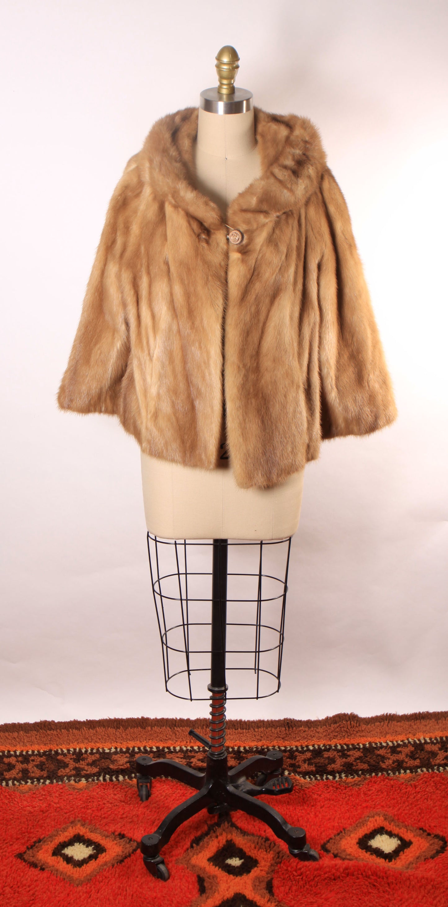 1940s 1950s Honey Brown Tan 3/4 Length Sleeve Cropped Mink Fur Coat by Harper’s Furs