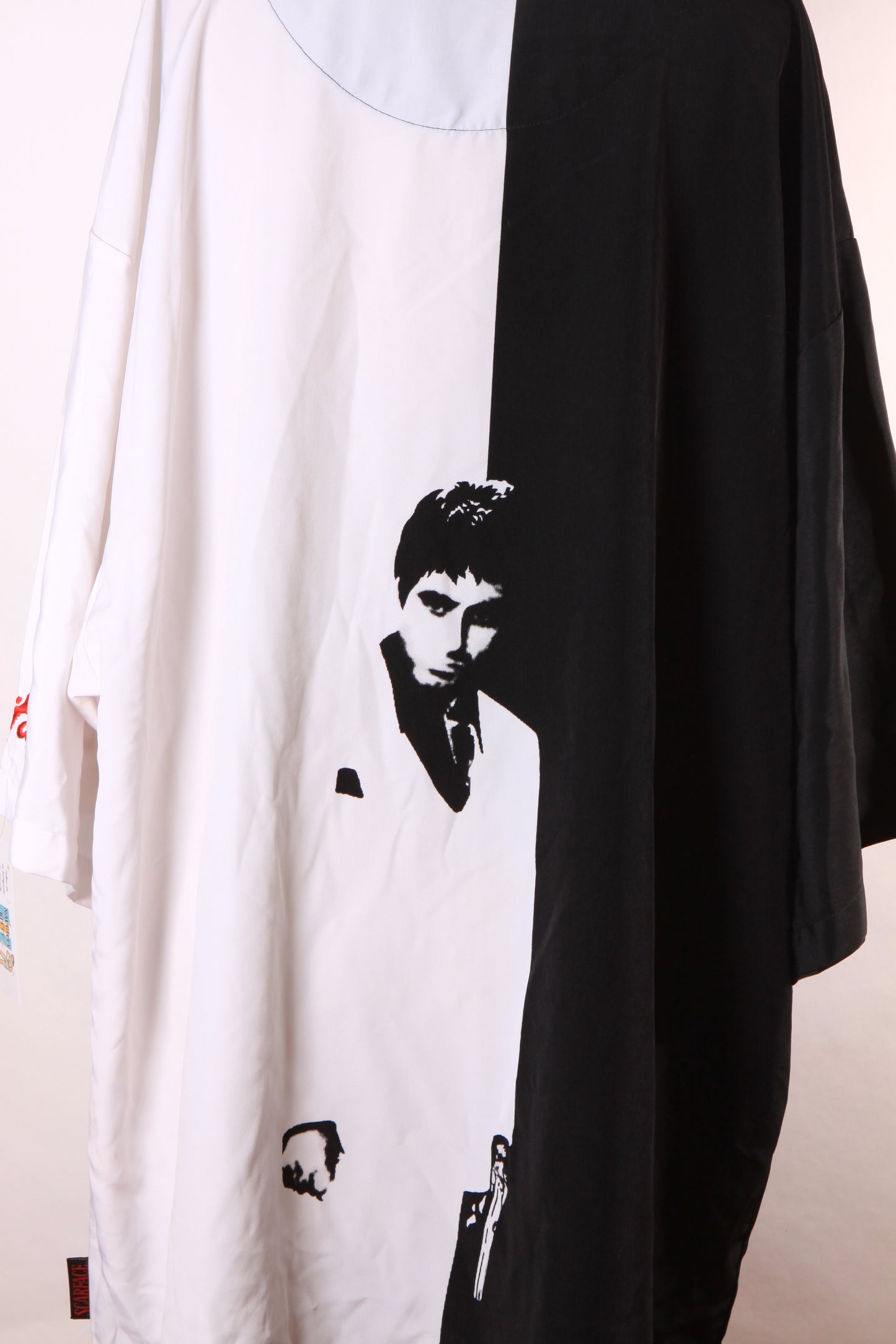 Y2K 2000s Black, White and Red Novelty Tony Montana Scarface Button Down Shirt by Dragonfly Clothing -XXL