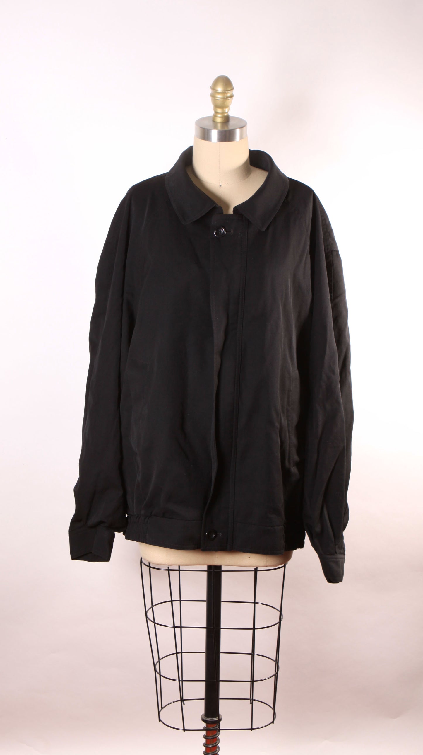 1980s 1990s Black Long Sleeve Lined Zip Up Jacket by Sulka