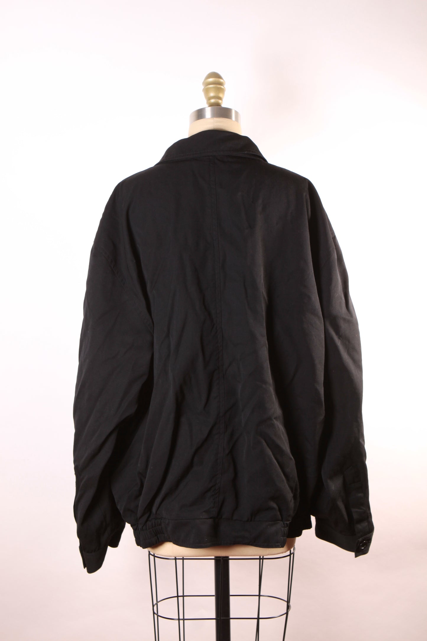 1980s 1990s Black Long Sleeve Lined Zip Up Jacket by Sulka