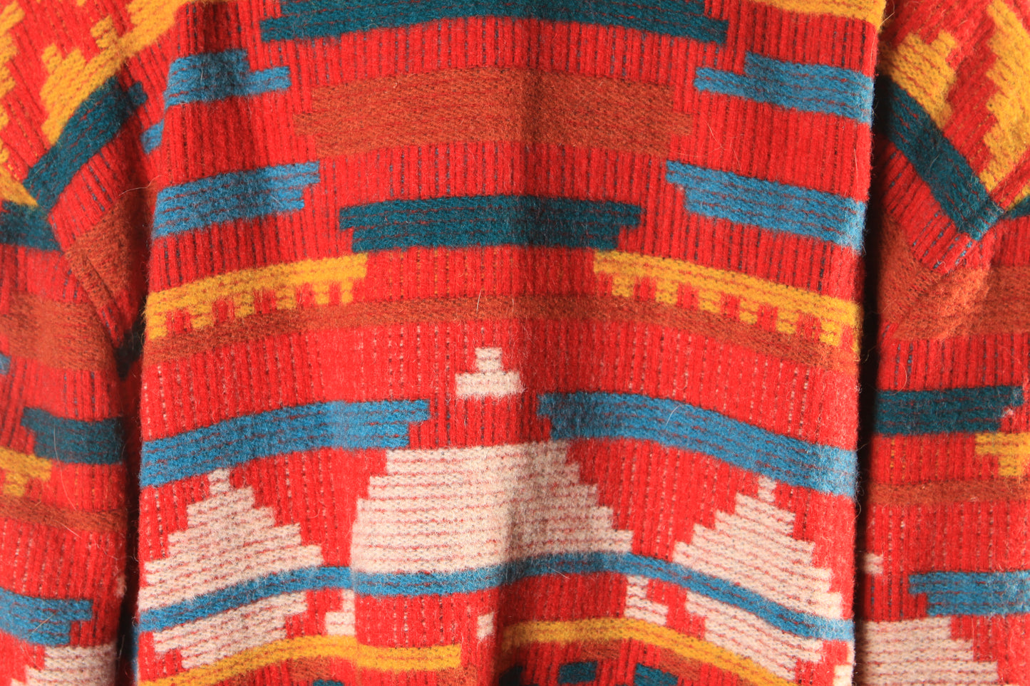 1980s Red, White, Yellow and Blue Southwestern Western Long Sleeve Coat by Ashley Scott -XL