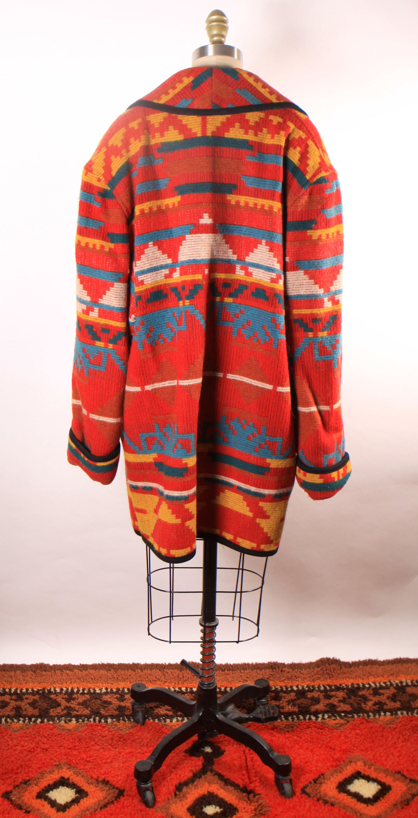 1980s Red, White, Yellow and Blue Southwestern Western Long Sleeve Coat by Ashley Scott -XL