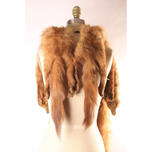 1950s Brown Four Piece Mink Fur Pelt Shawl Wrap