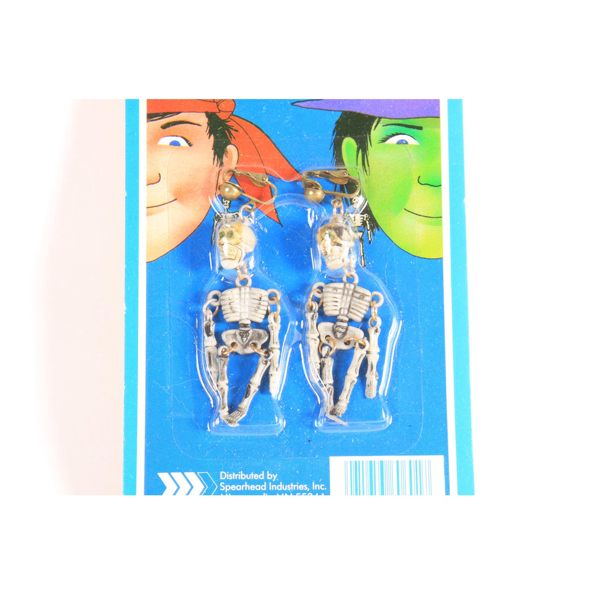 Deadstock 1980s 1990s Novelty Halloween Skeleton Dancing Clip On Earrings by Creepy Creatures