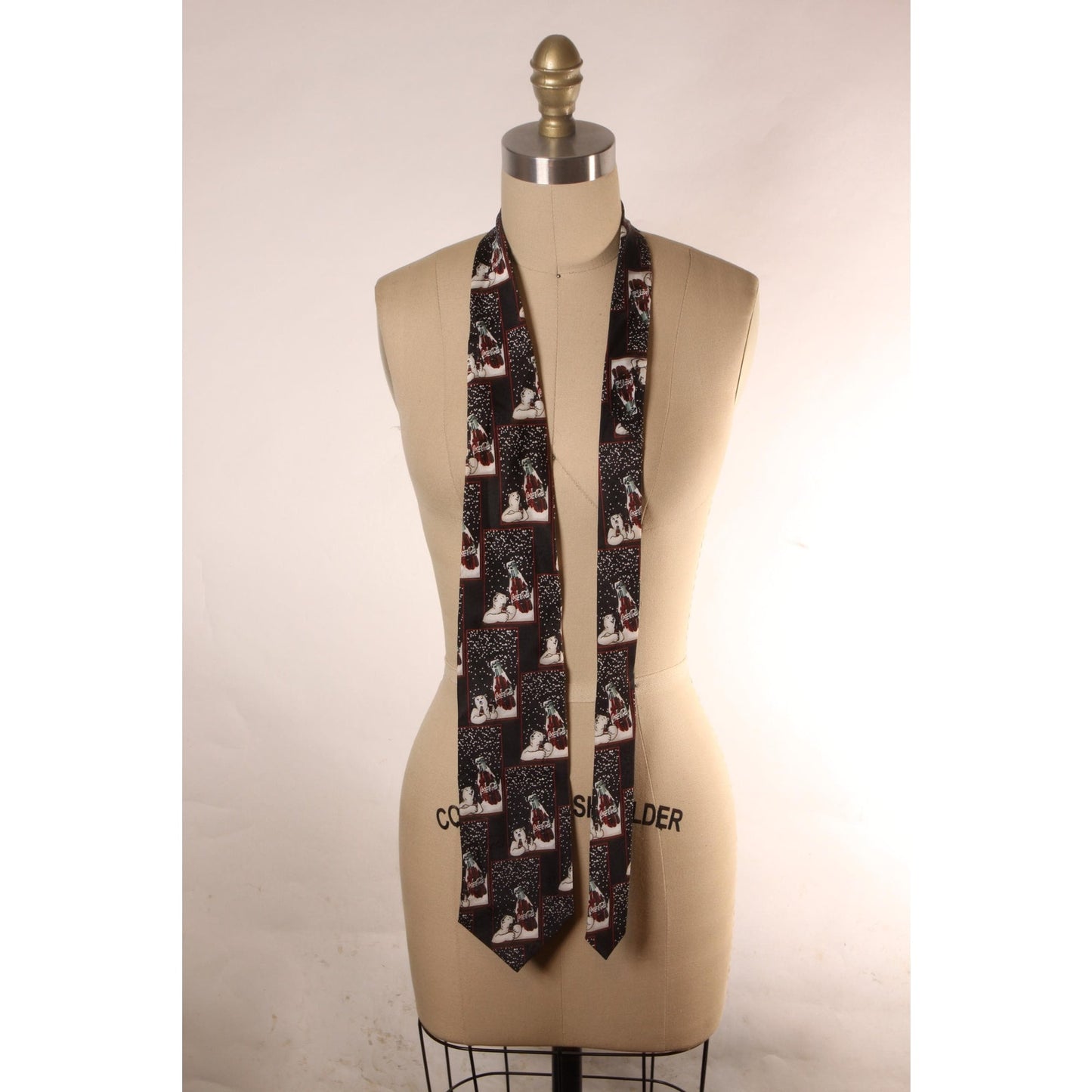 1990s Black, White and Red Novelty Polar Bear Coke Necktie Tie by Coca Cola
