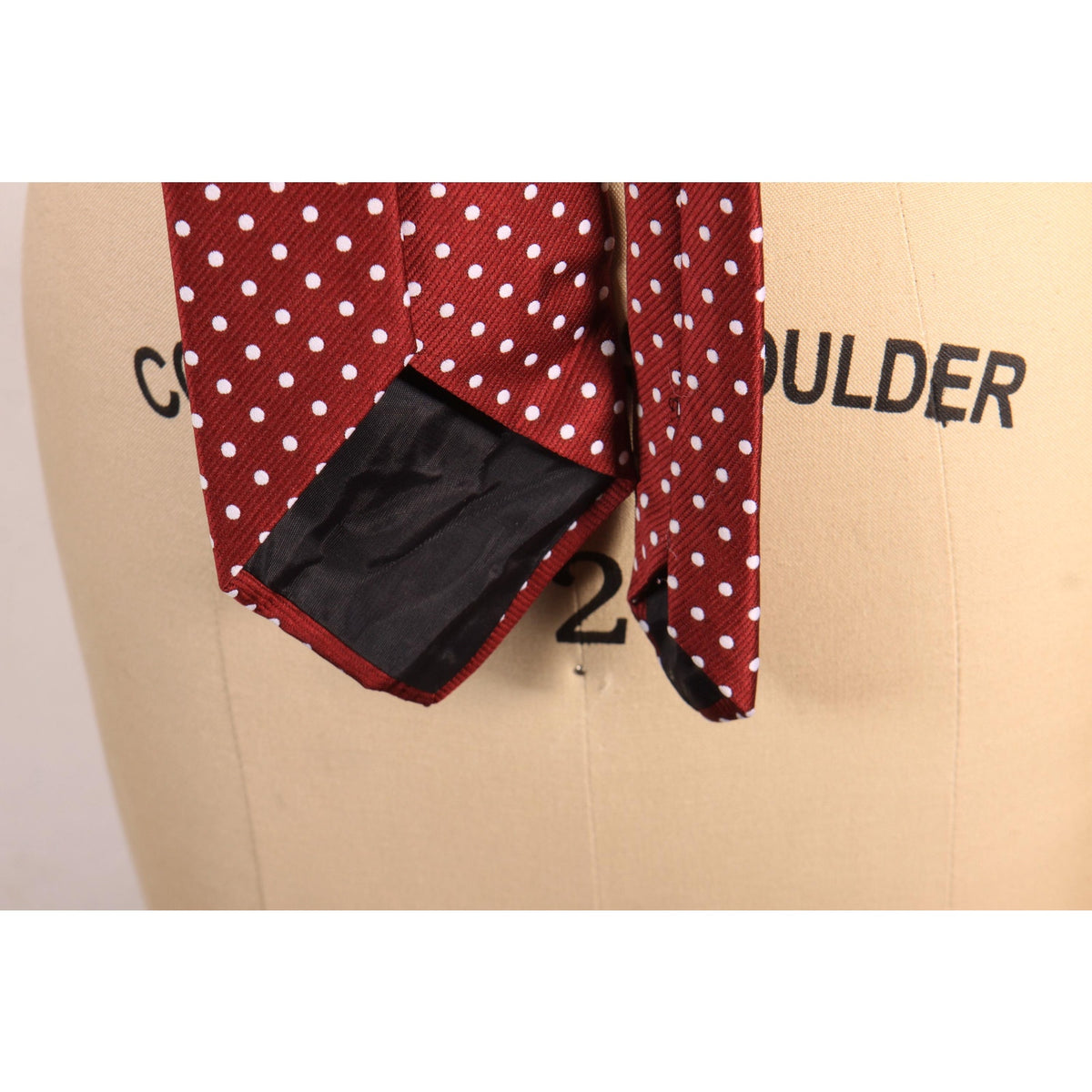 1970z Burgundy and White Polka Dot Wide Necktie Tie by Regalon