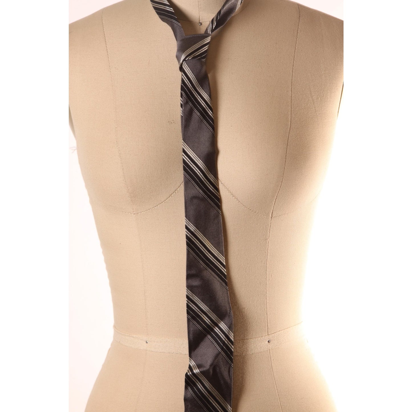 1960s Black and Gray Striped Necktie Tie by The Jones Store Co. Kansas City