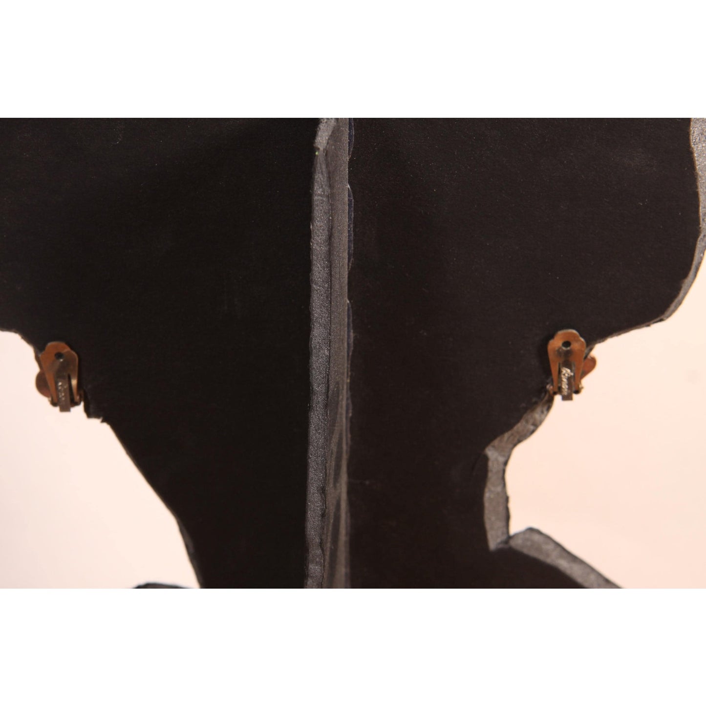 1950s Novelty Comedy and Tragedy Mask Copper Clip On Earrings by Renoir