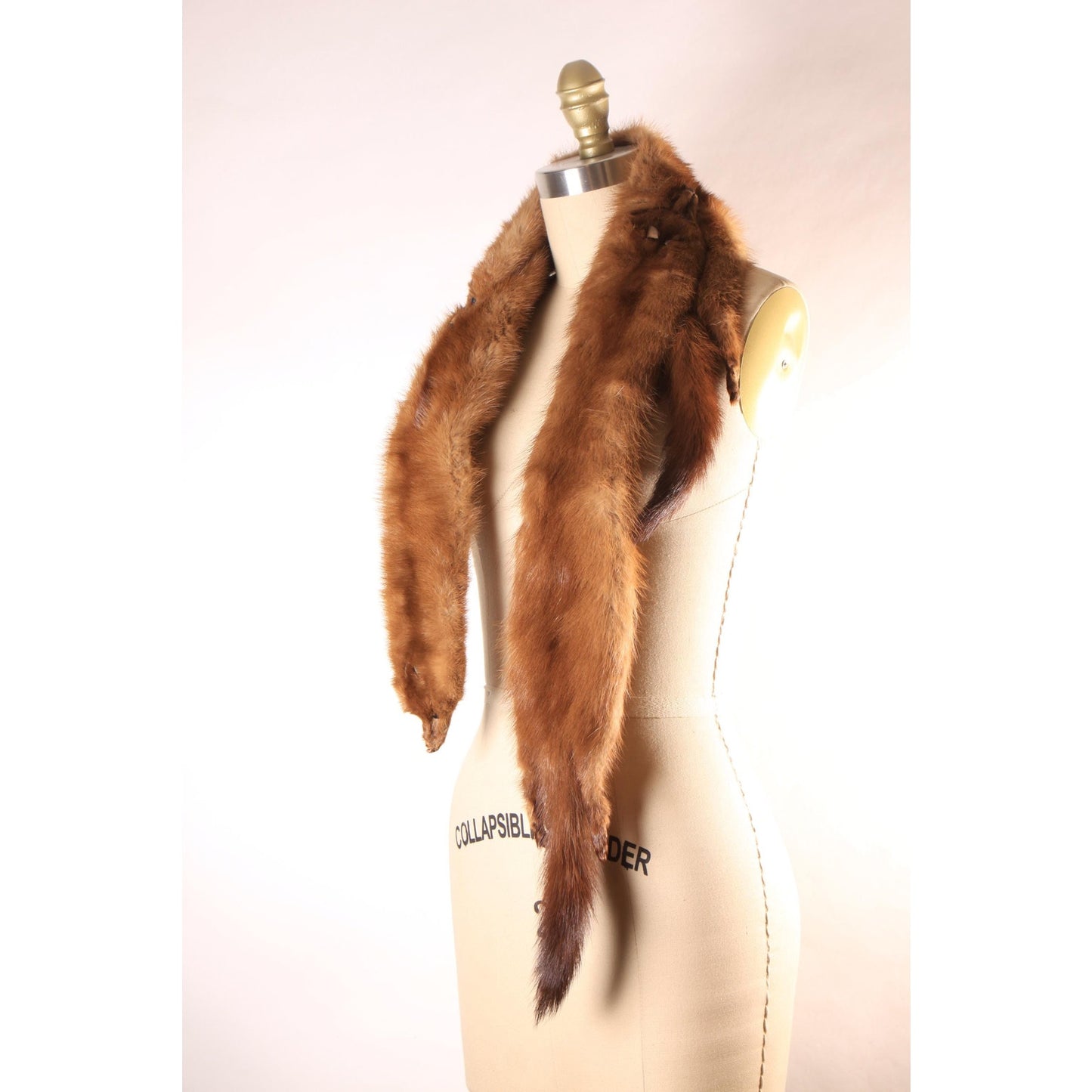 1950s Brown Mink Fur Three Piece Pelt Wrap