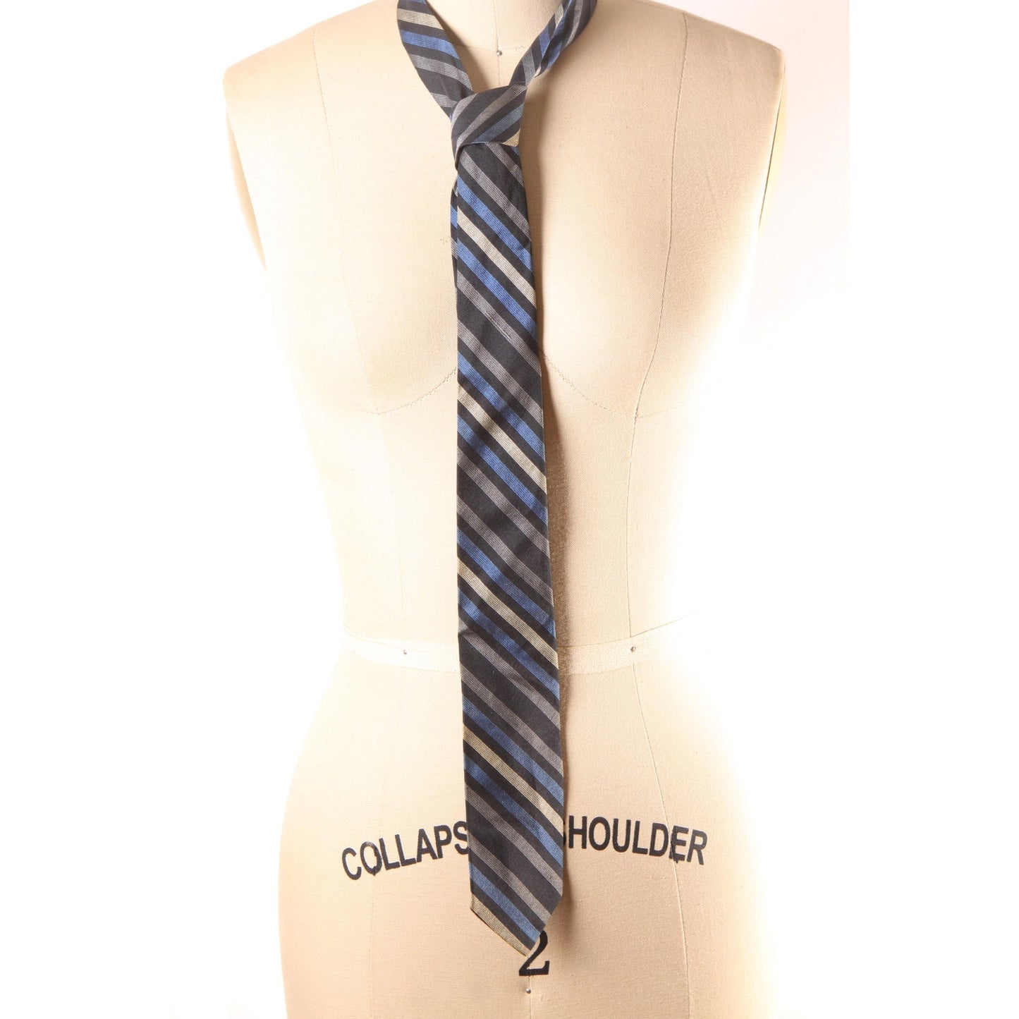 1950s Blue, Black and Gray Striped Necktie Tie by Regal