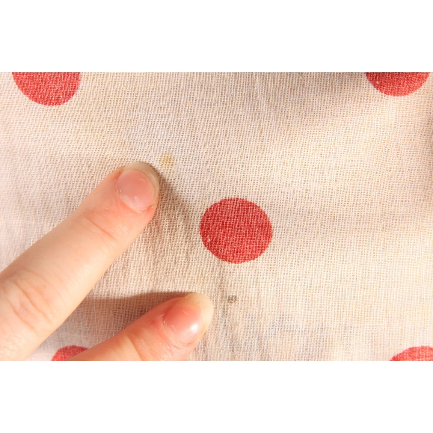 1920s White and Red Polka Dot Feed Sack Bow Tie Sides Short Sleeve Dress -XL