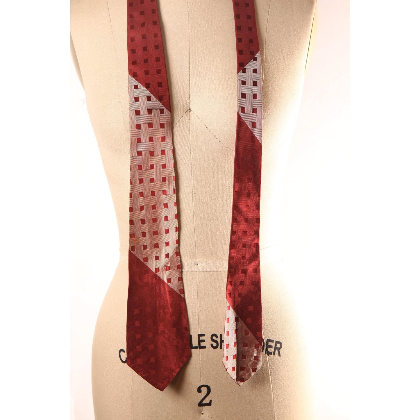 1950s Dark Red and Tan Mid Century Abstract Necktie Tie by George L. Daugherty