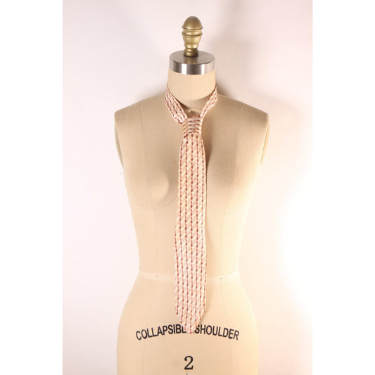 1960s Cream Off White and Red Necktie Tie by Arrow