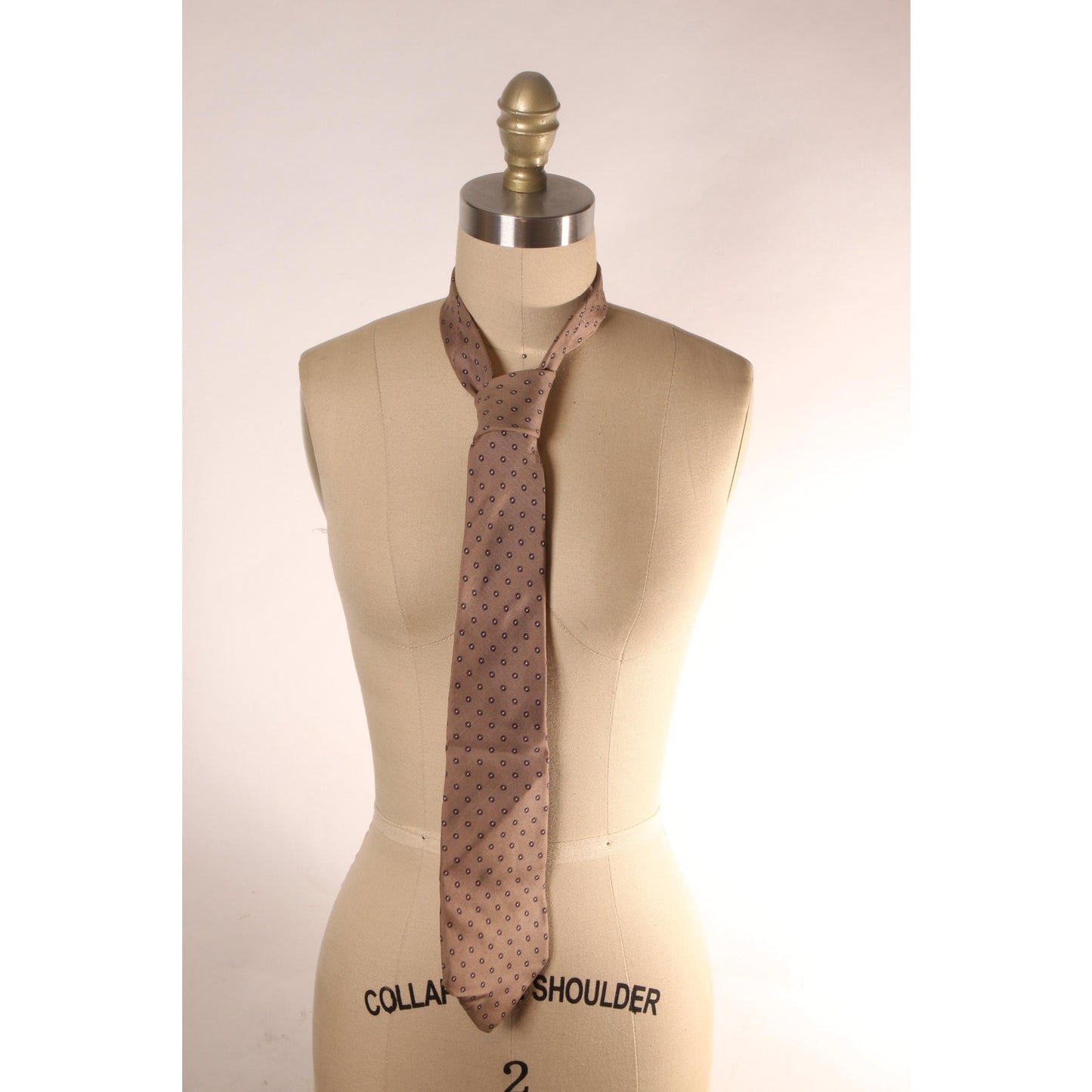 1980s Gray Tan, Blue and Red Circle Necktie Tie by Christian Dior